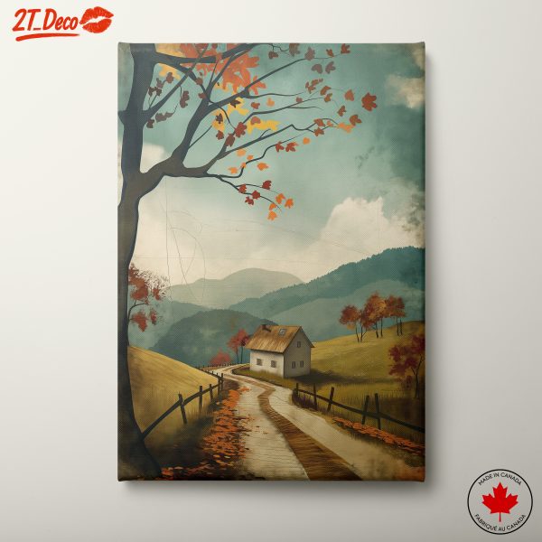 Rustic Autumn Landscape with Path and House