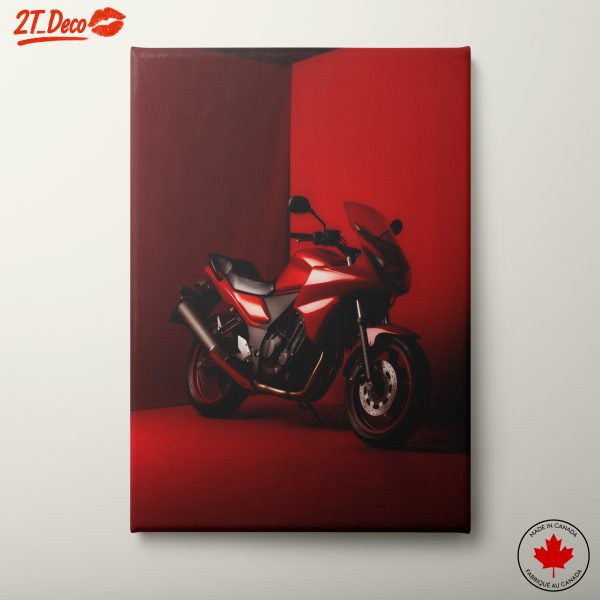 Stylish Red Motorcycle in Bold Minimalism
