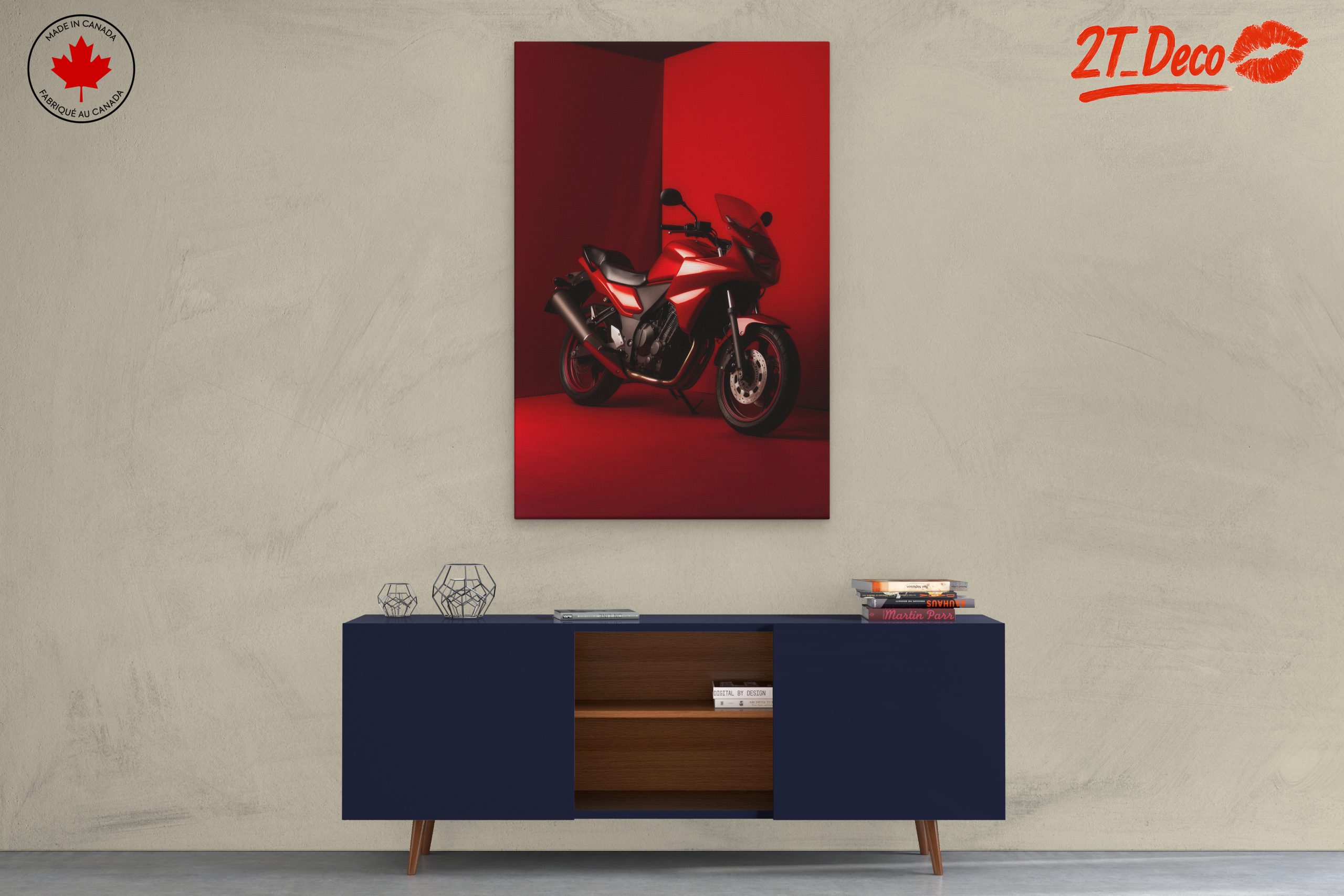 Stylish Red Motorcycle in Bold Minimalism - Image 3