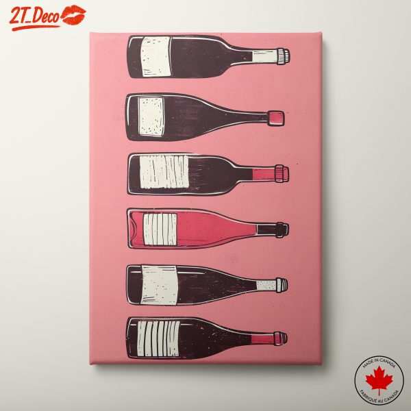 Vintage Beverage Artwork Featuring Wine Bottles