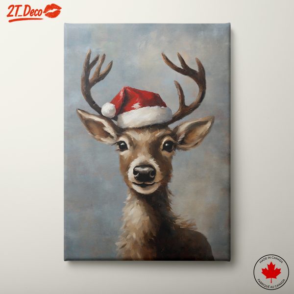 Festive Reindeer With Santa Hat