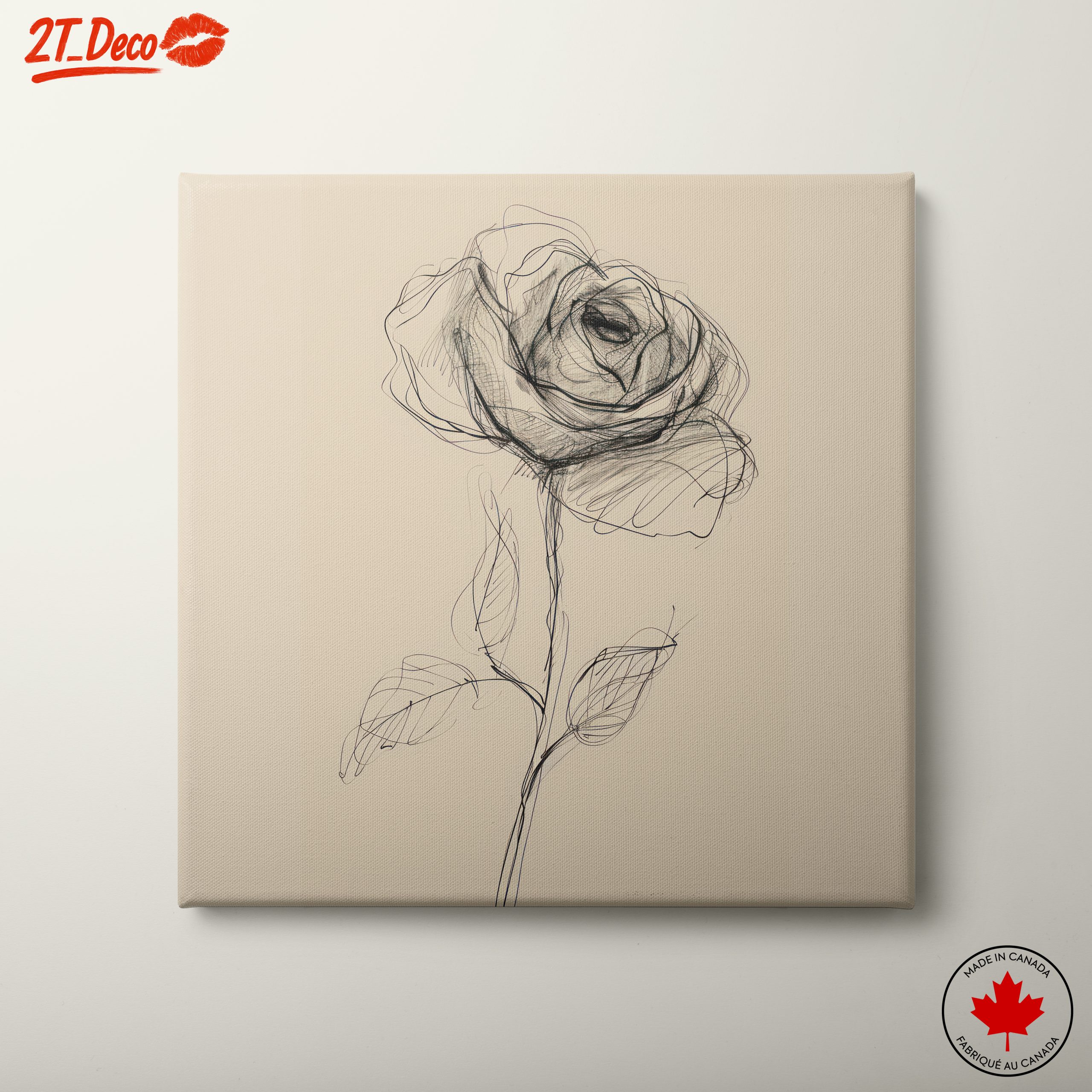Delicate Rose Sketch on Neutral Background