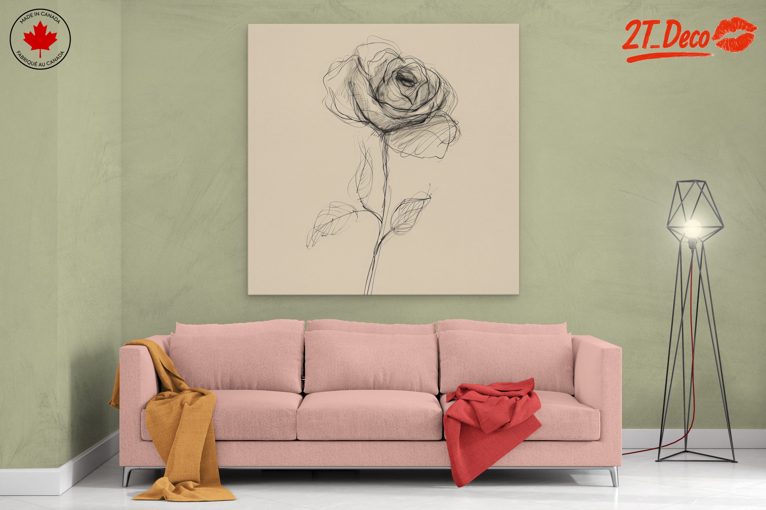 Delicate Rose Sketch on Neutral Background - Image 2