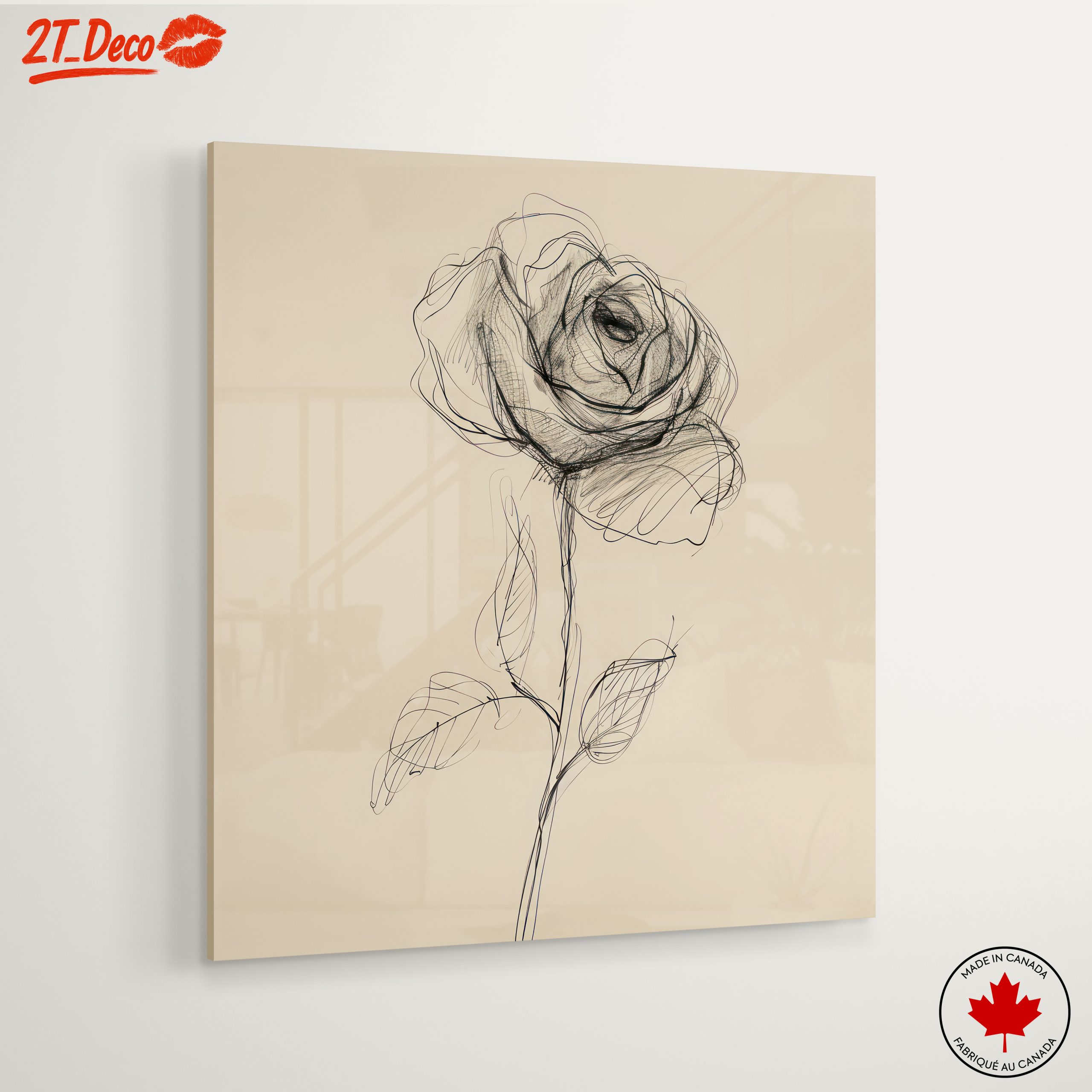 Delicate Rose Sketch on Neutral Background - Image 6