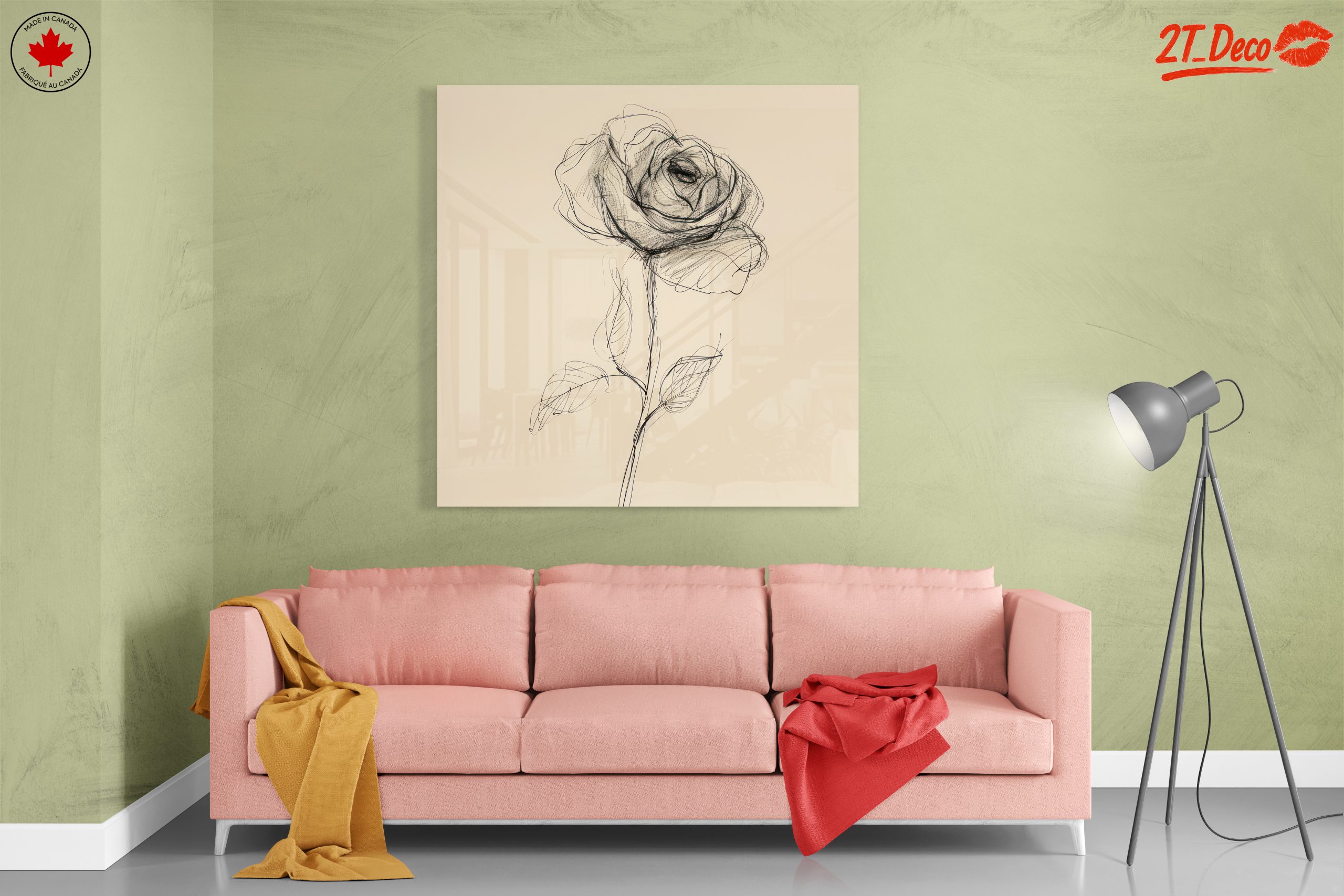 Delicate Rose Sketch on Neutral Background - Image 7