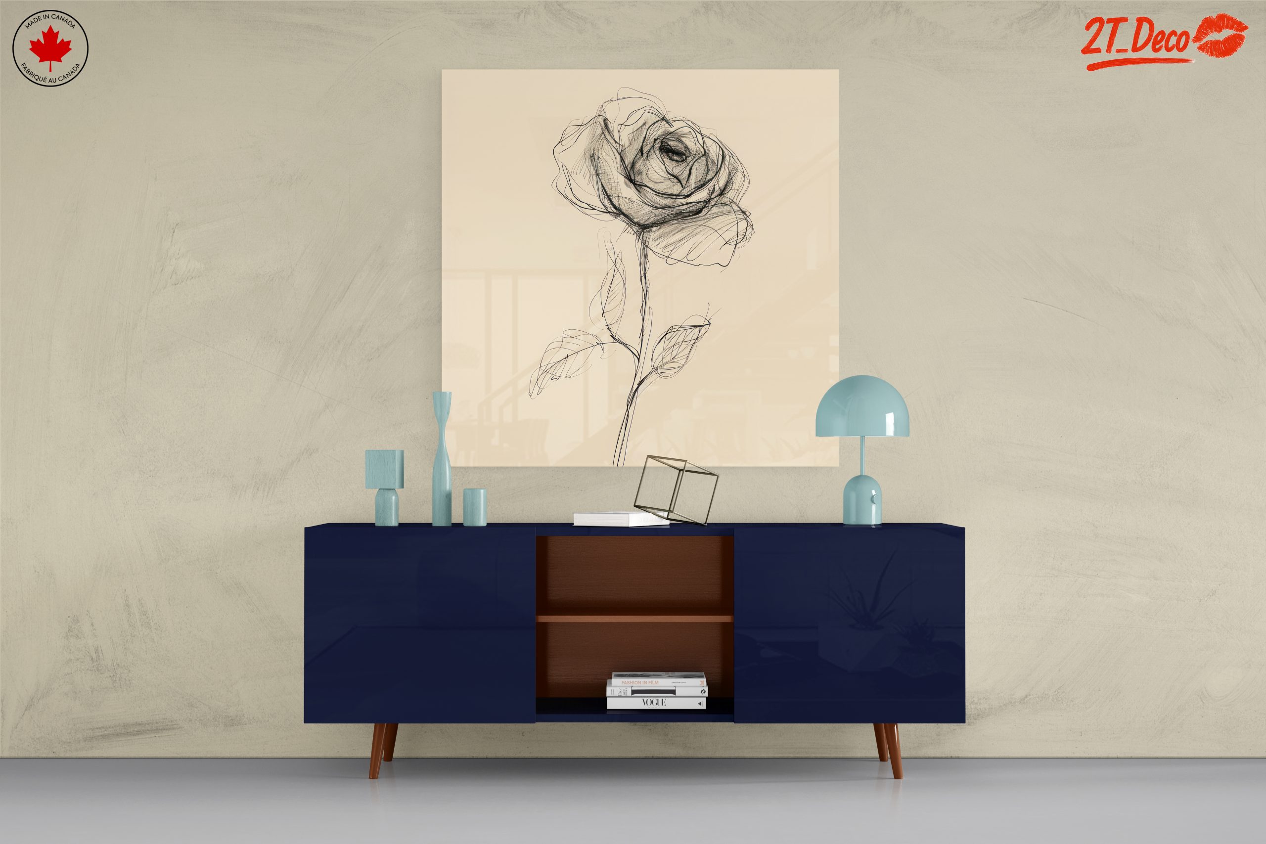 Delicate Rose Sketch on Neutral Background - Image 8
