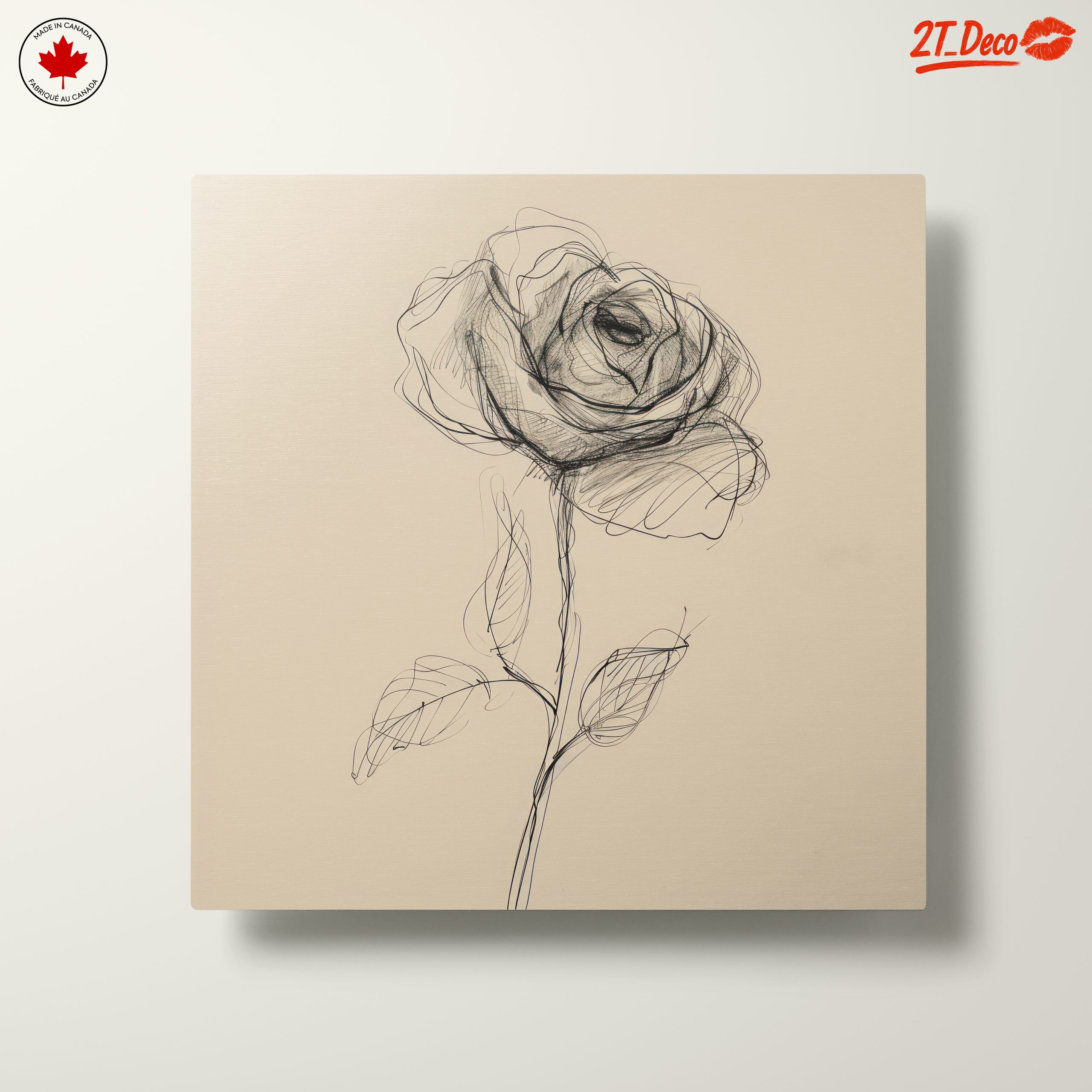 Delicate Rose Sketch on Neutral Background - Image 10