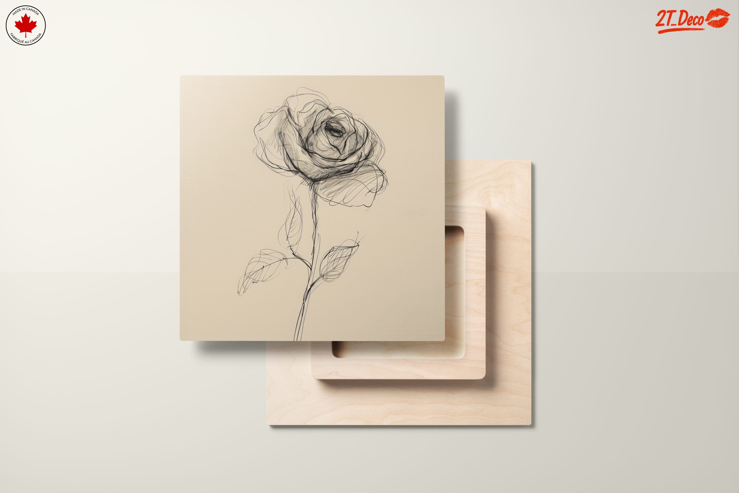 Delicate Rose Sketch on Neutral Background - Image 11