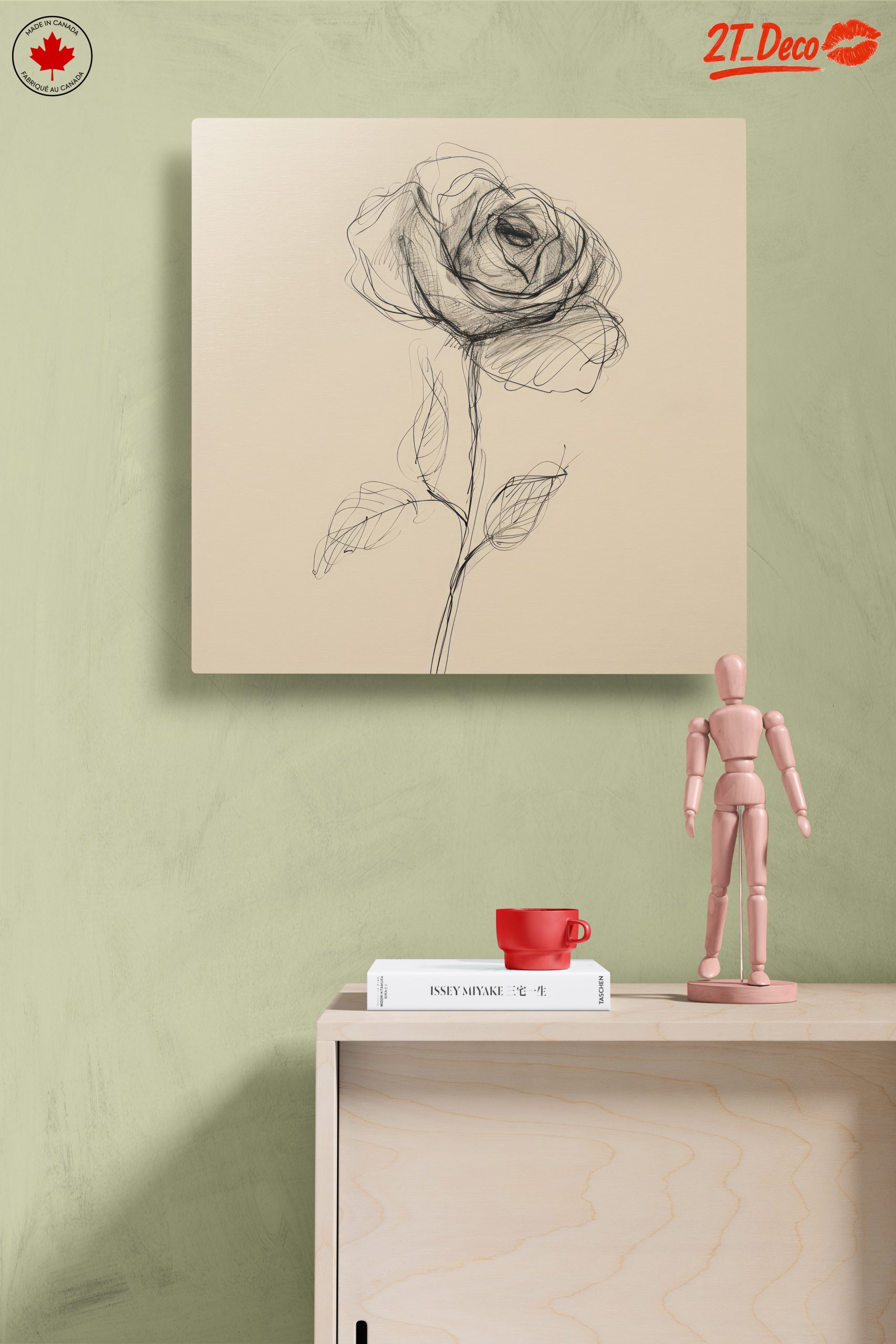 Delicate Rose Sketch on Neutral Background - Image 14