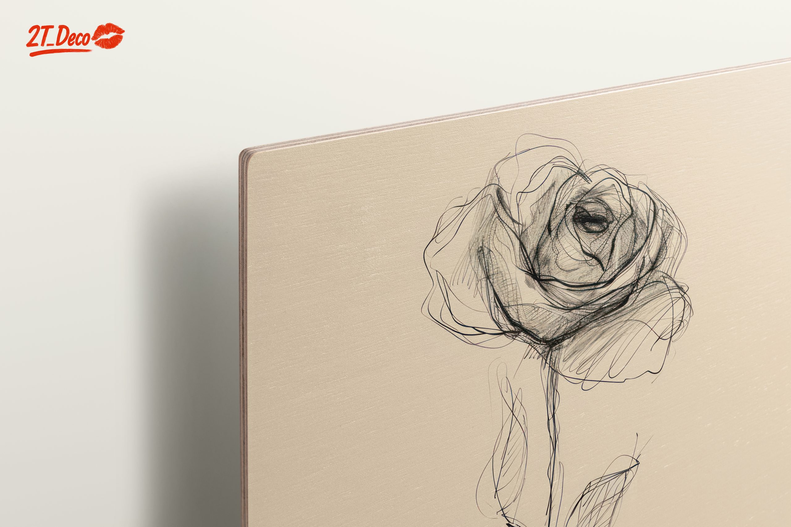 Delicate Rose Sketch on Neutral Background - Image 15