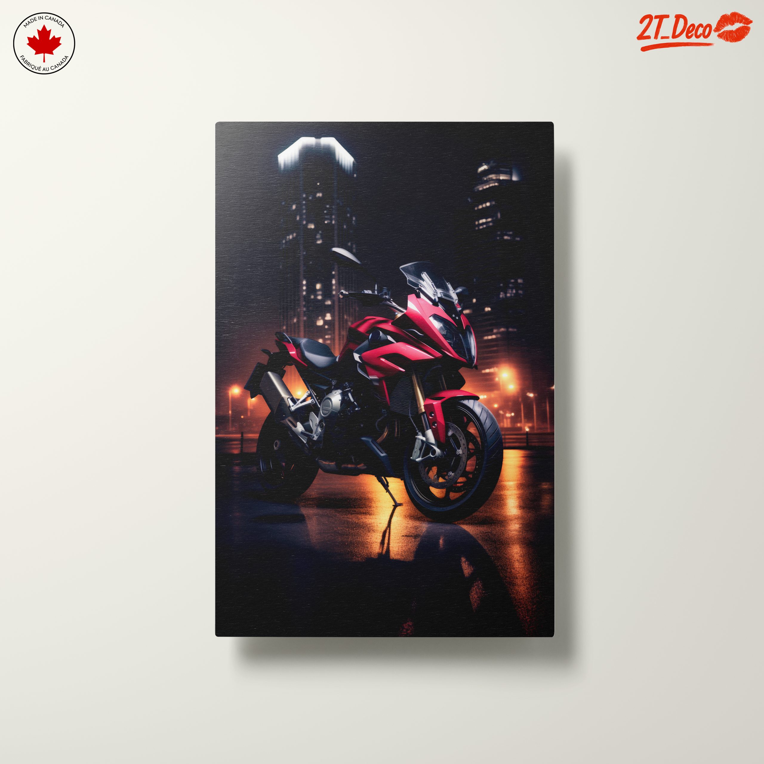 Stunning Red Motorcycle in Urban Nightscape - Image 10