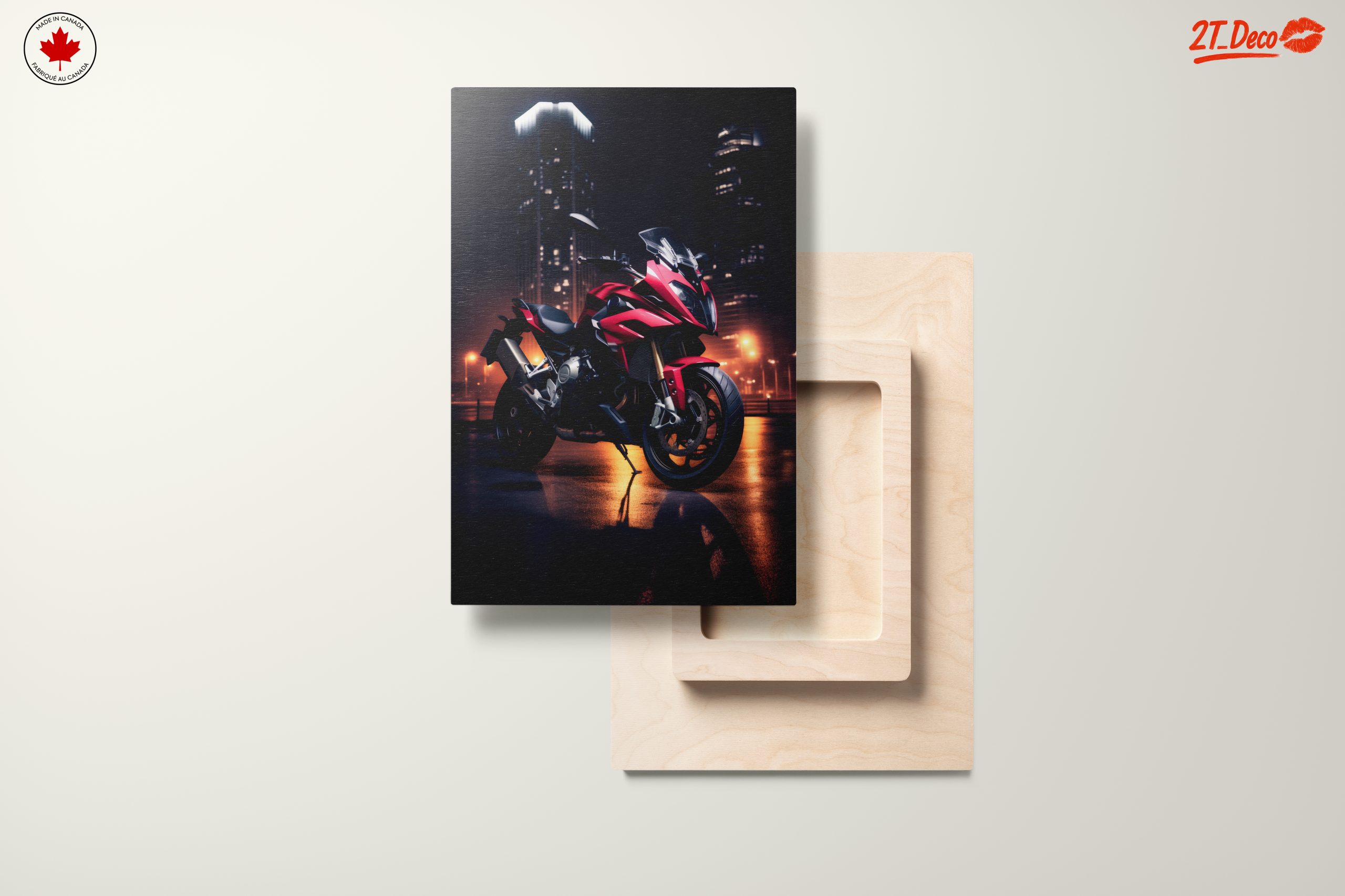 Stunning Red Motorcycle in Urban Nightscape - Image 11