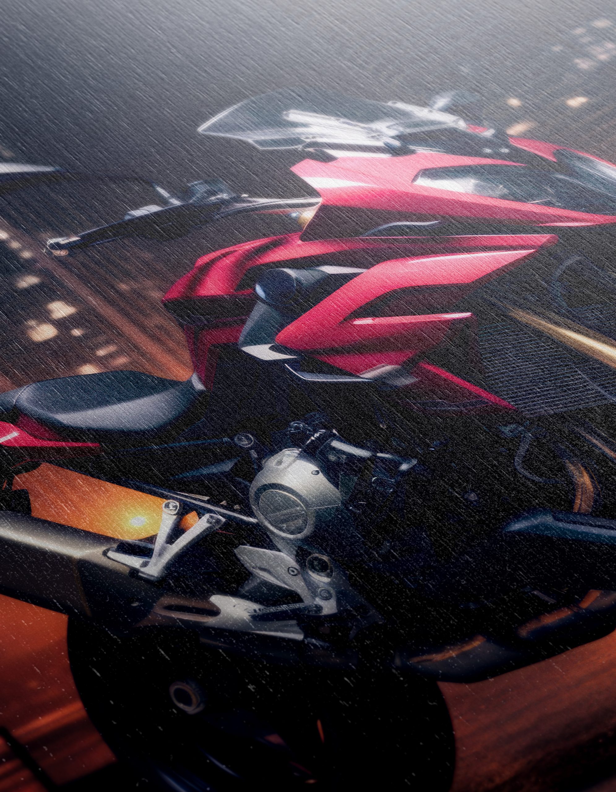 Stunning Red Motorcycle in Urban Nightscape - Image 12