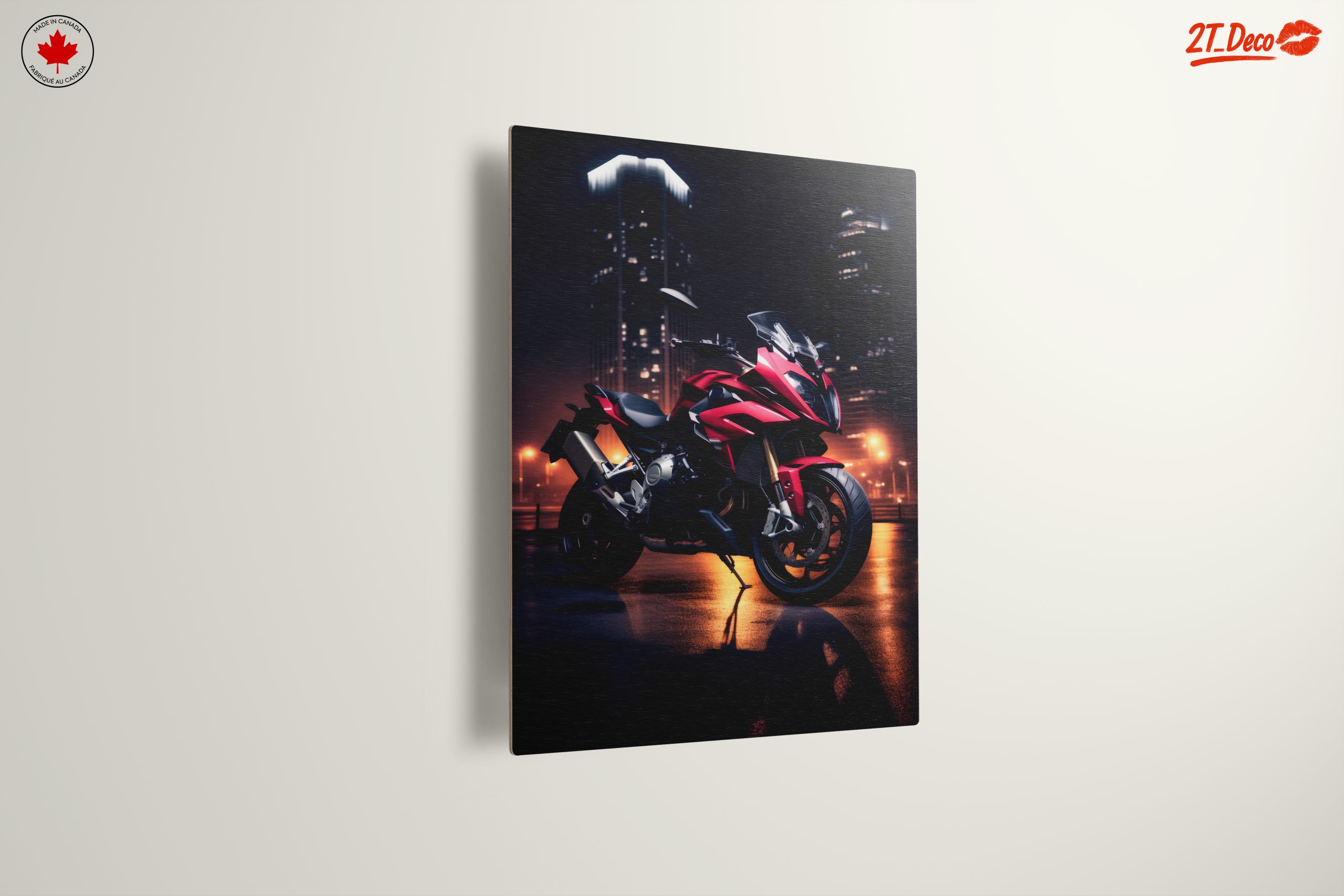 Stunning Red Motorcycle in Urban Nightscape - Image 13
