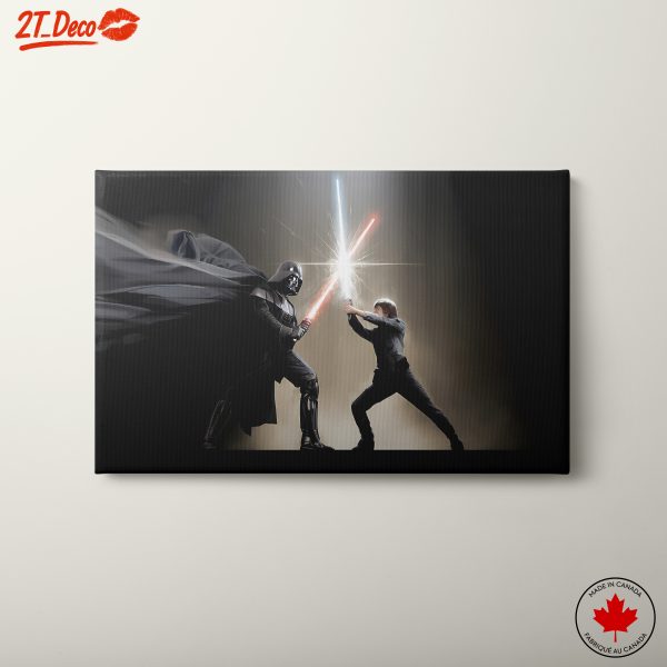 Dramatic Lightsaber Duel Between Iconic Characters