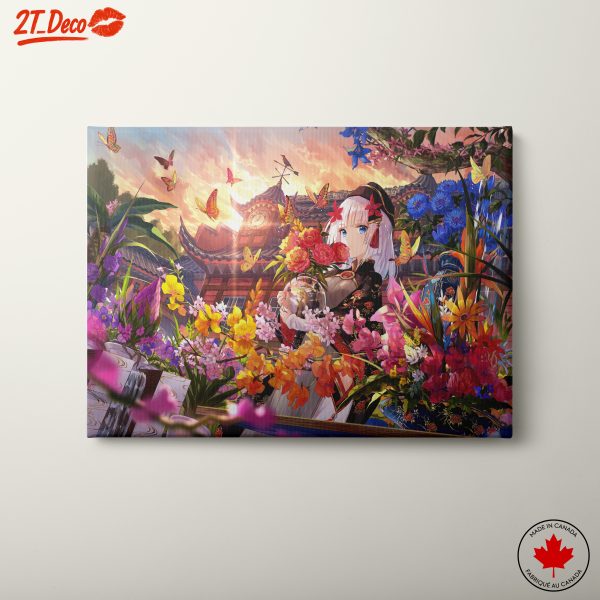 Anime Artwork Featuring Flowers and Butterflies