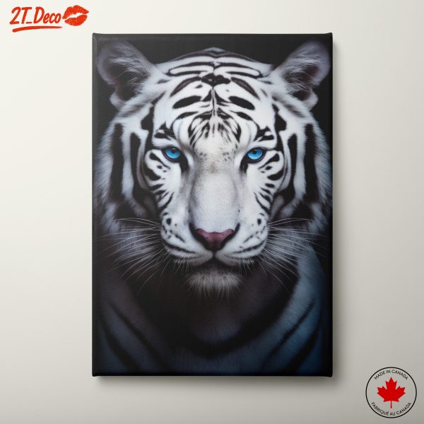 White Tiger Portrait with Striking Blue Eyes