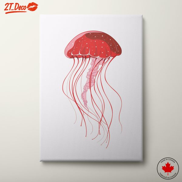 Stylized Red Jellyfish Artwork