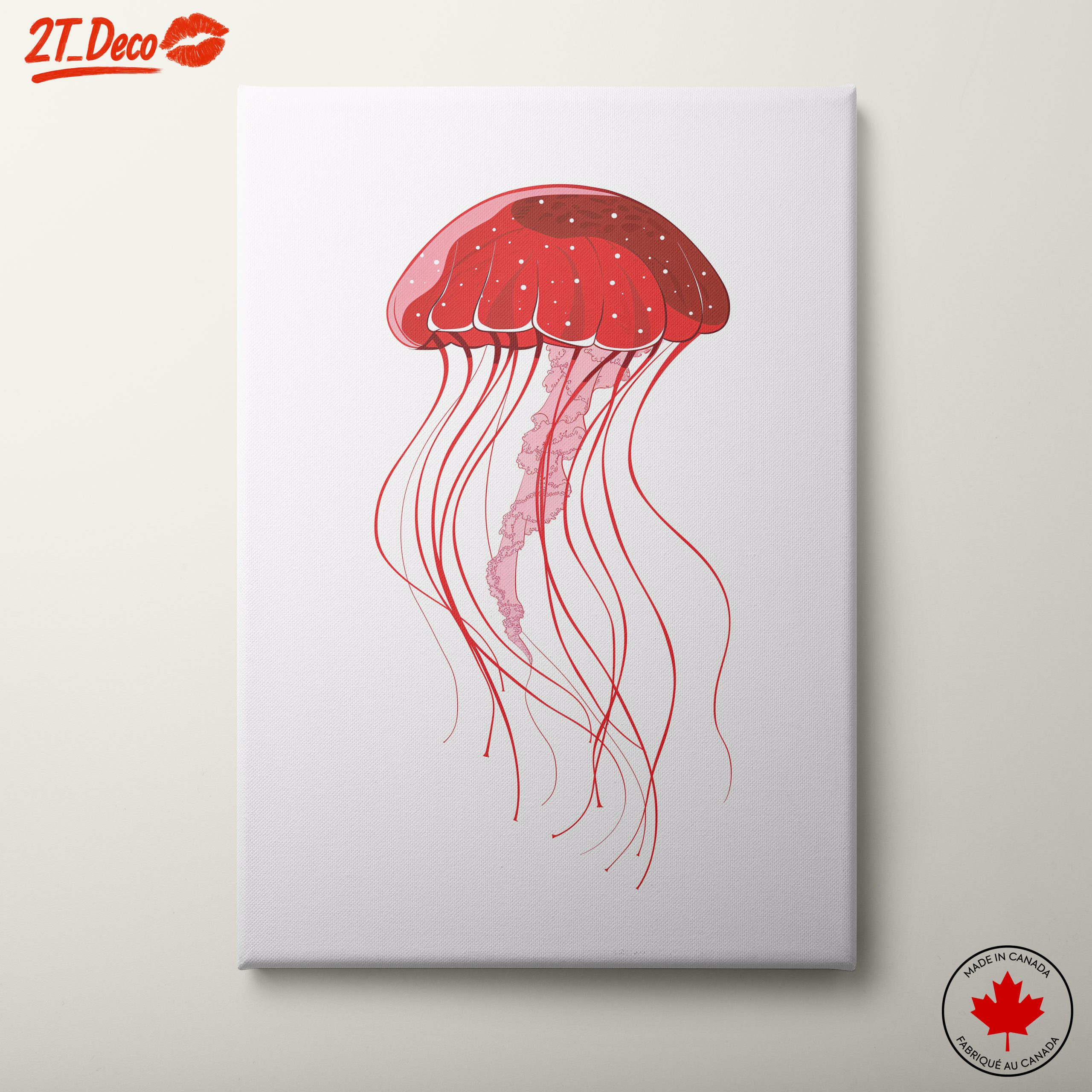 Stylized Red Jellyfish Artwork