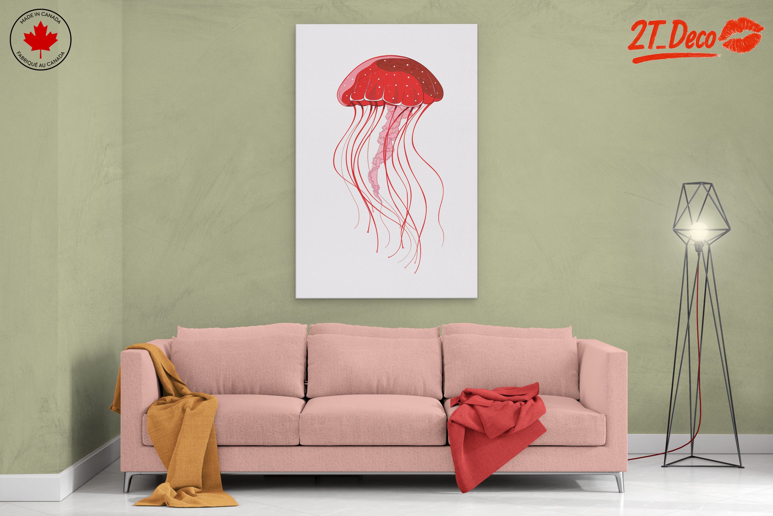 Stylized Red Jellyfish Artwork - Image 2