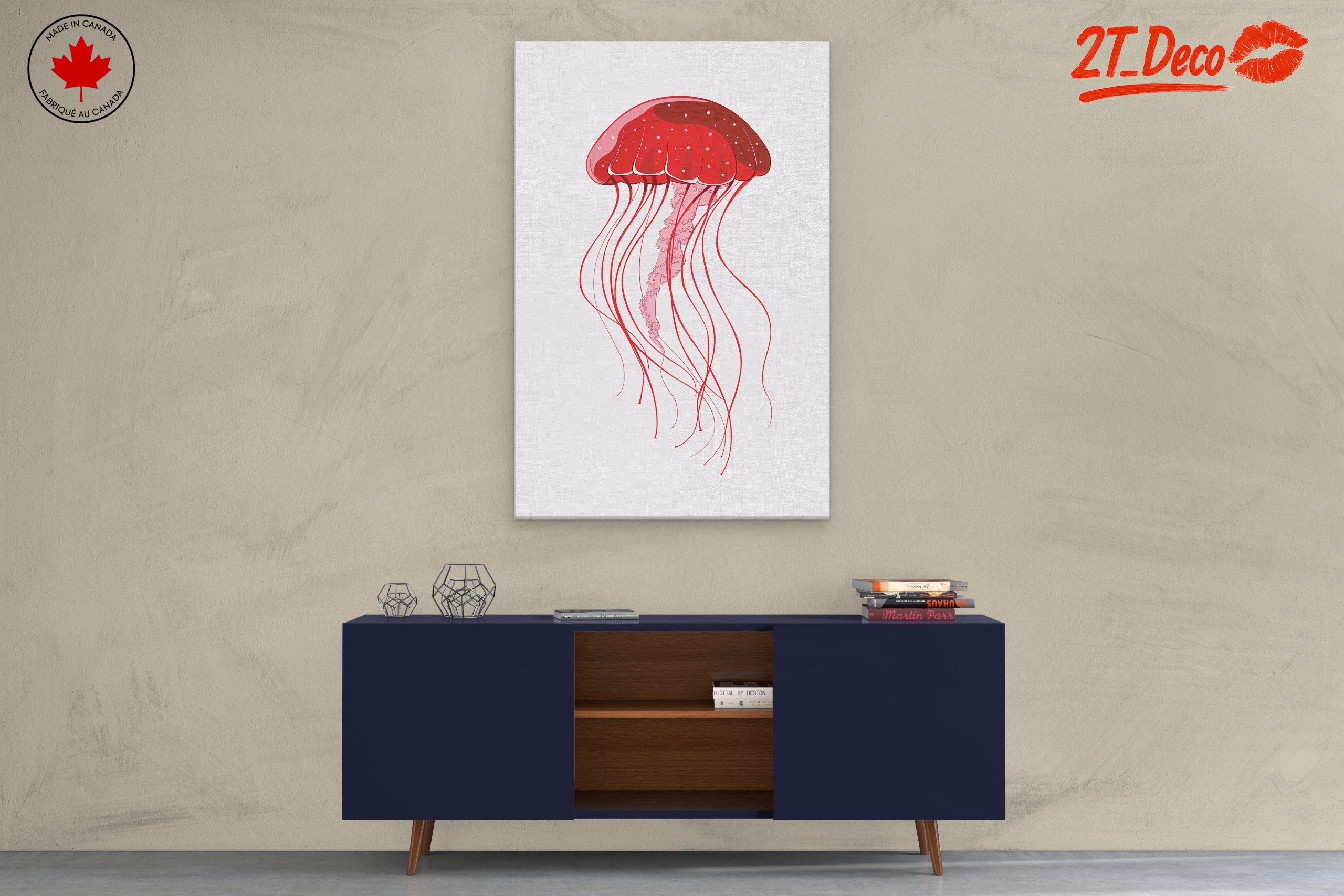 Stylized Red Jellyfish Artwork - Image 3