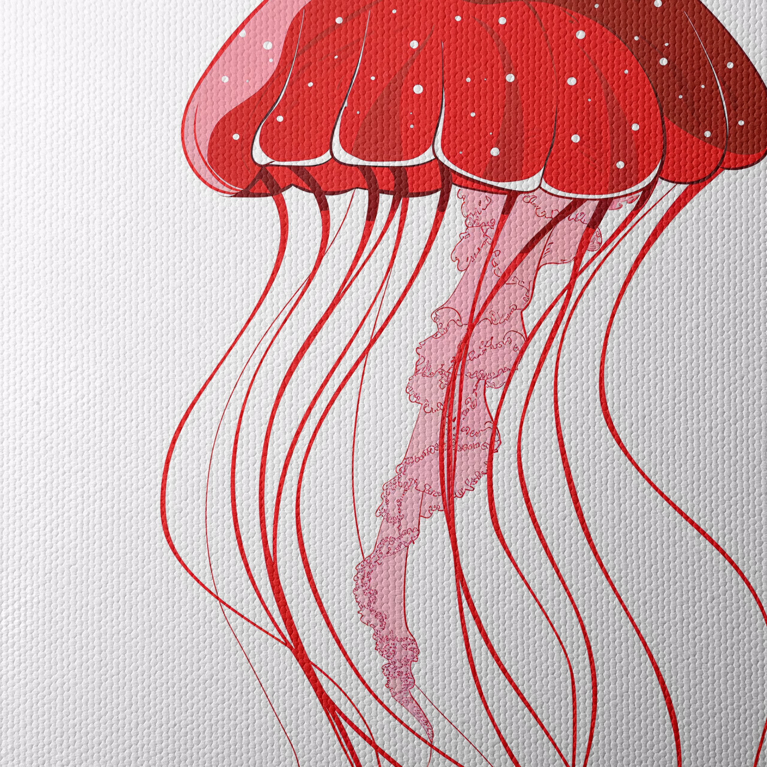 Stylized Red Jellyfish Artwork - Image 4