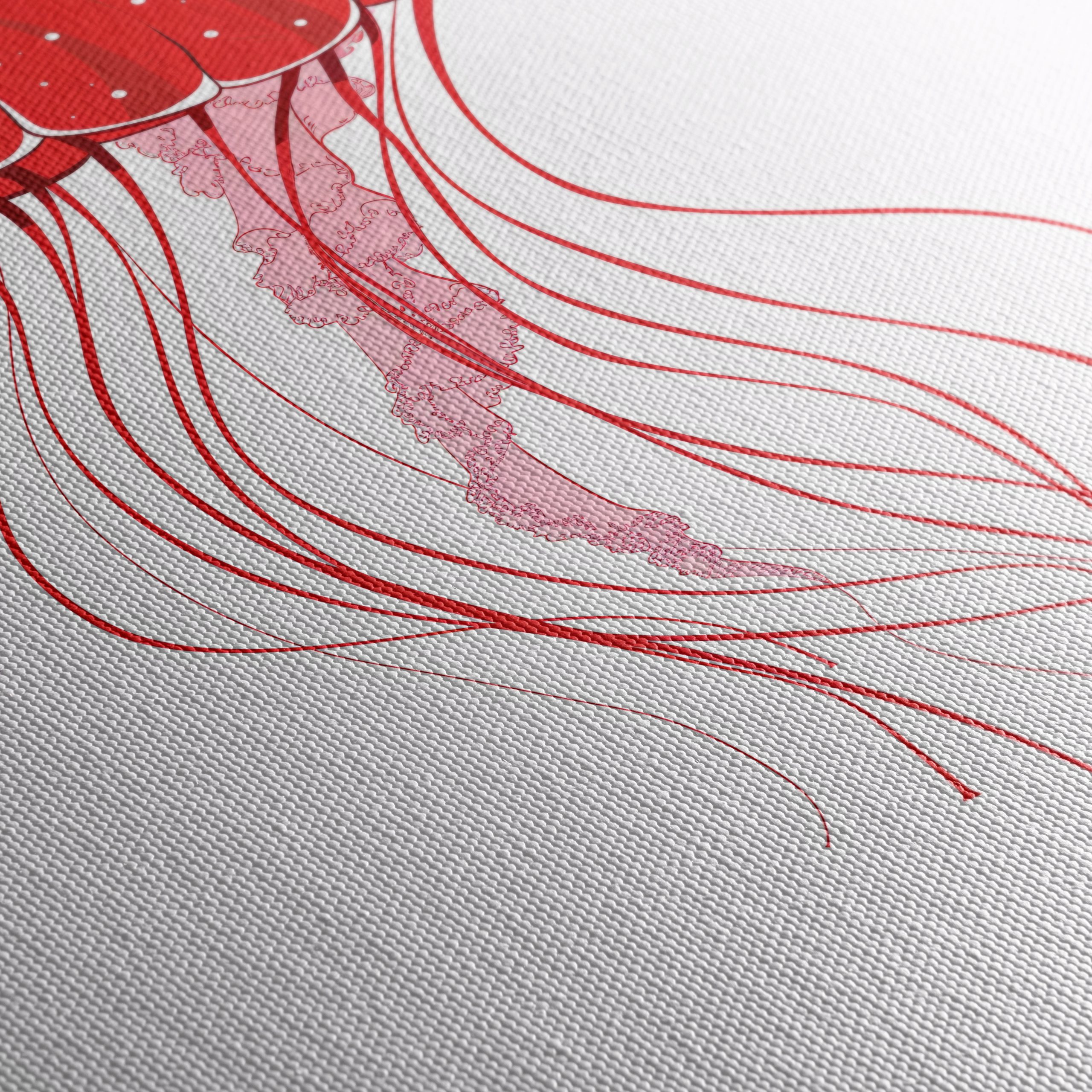 Stylized Red Jellyfish Artwork - Image 5