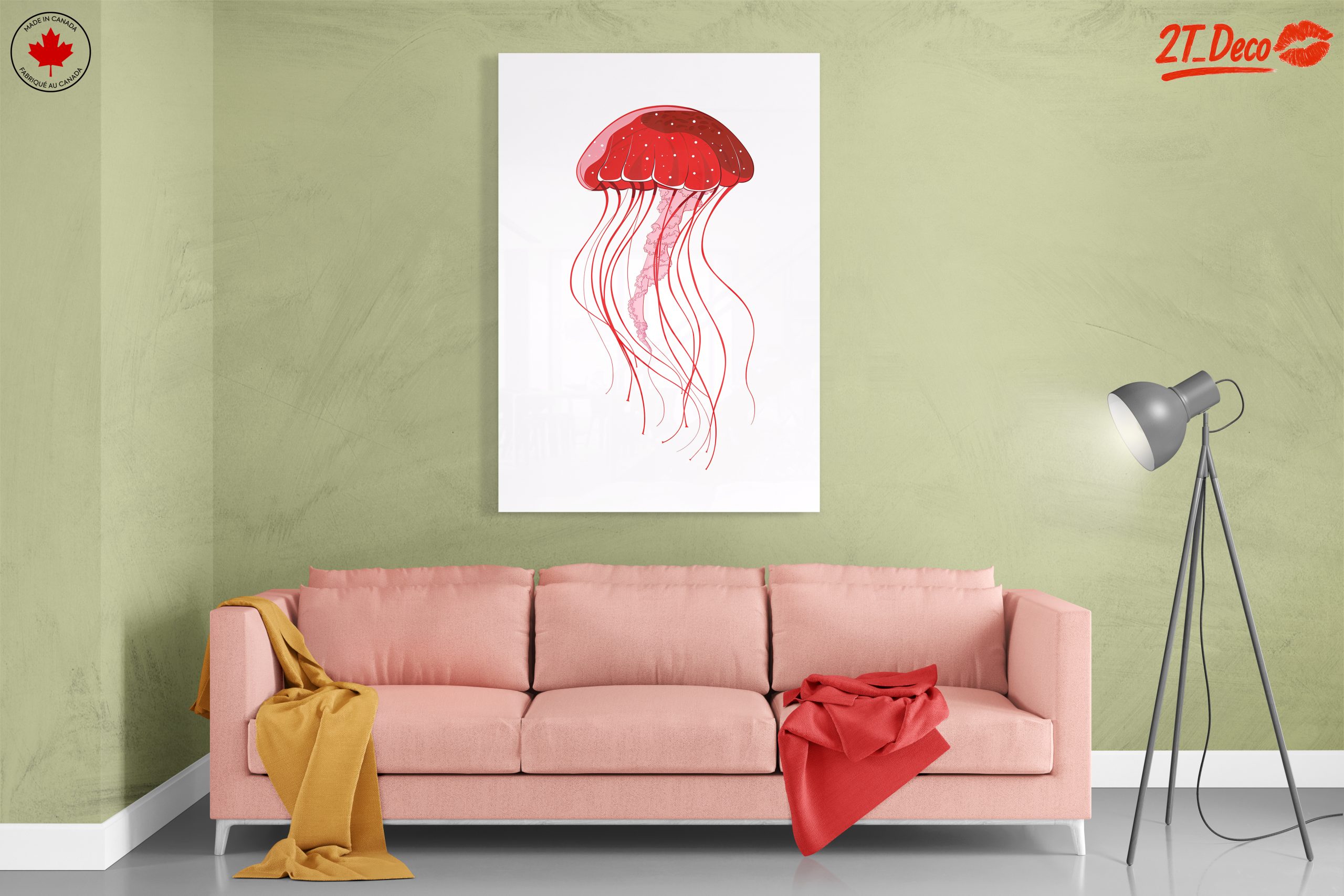 Stylized Red Jellyfish Artwork - Image 7