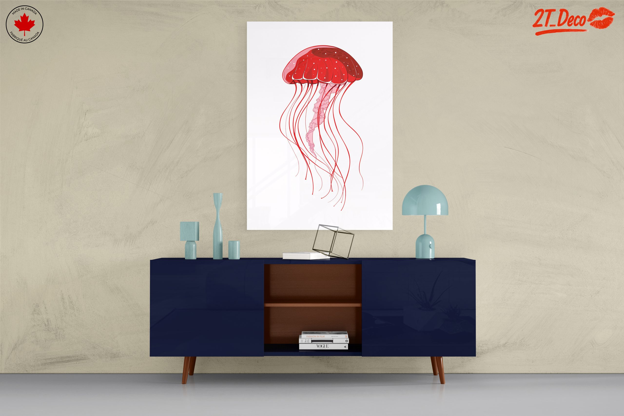 Stylized Red Jellyfish Artwork - Image 8