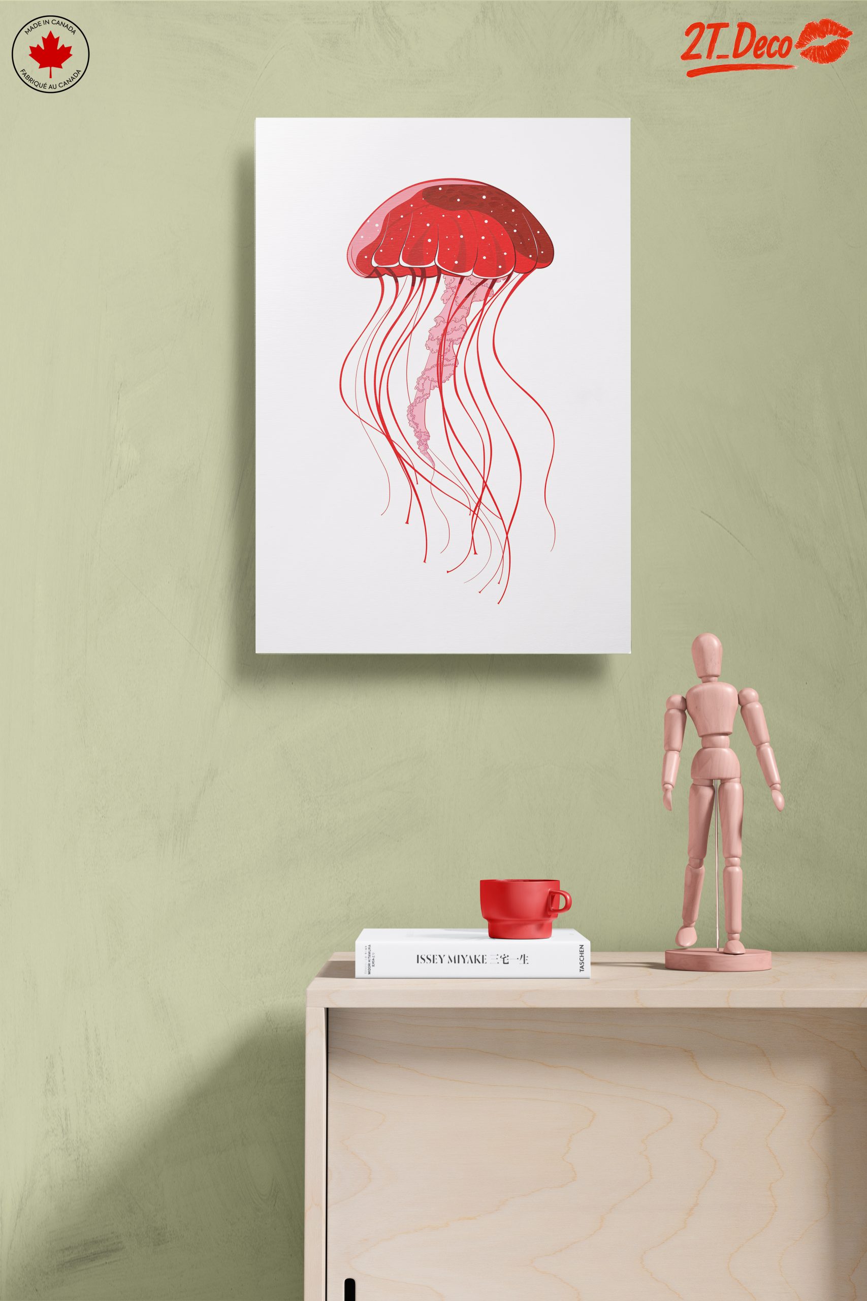 Stylized Red Jellyfish Artwork - Image 14
