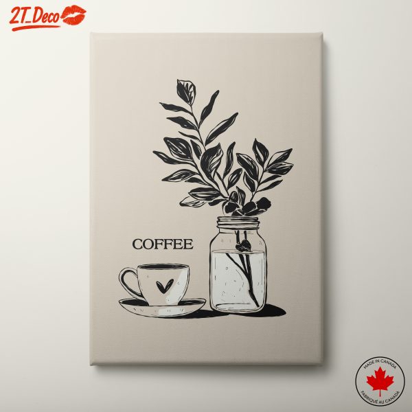 Stylish Coffee Cup and Leaf Art