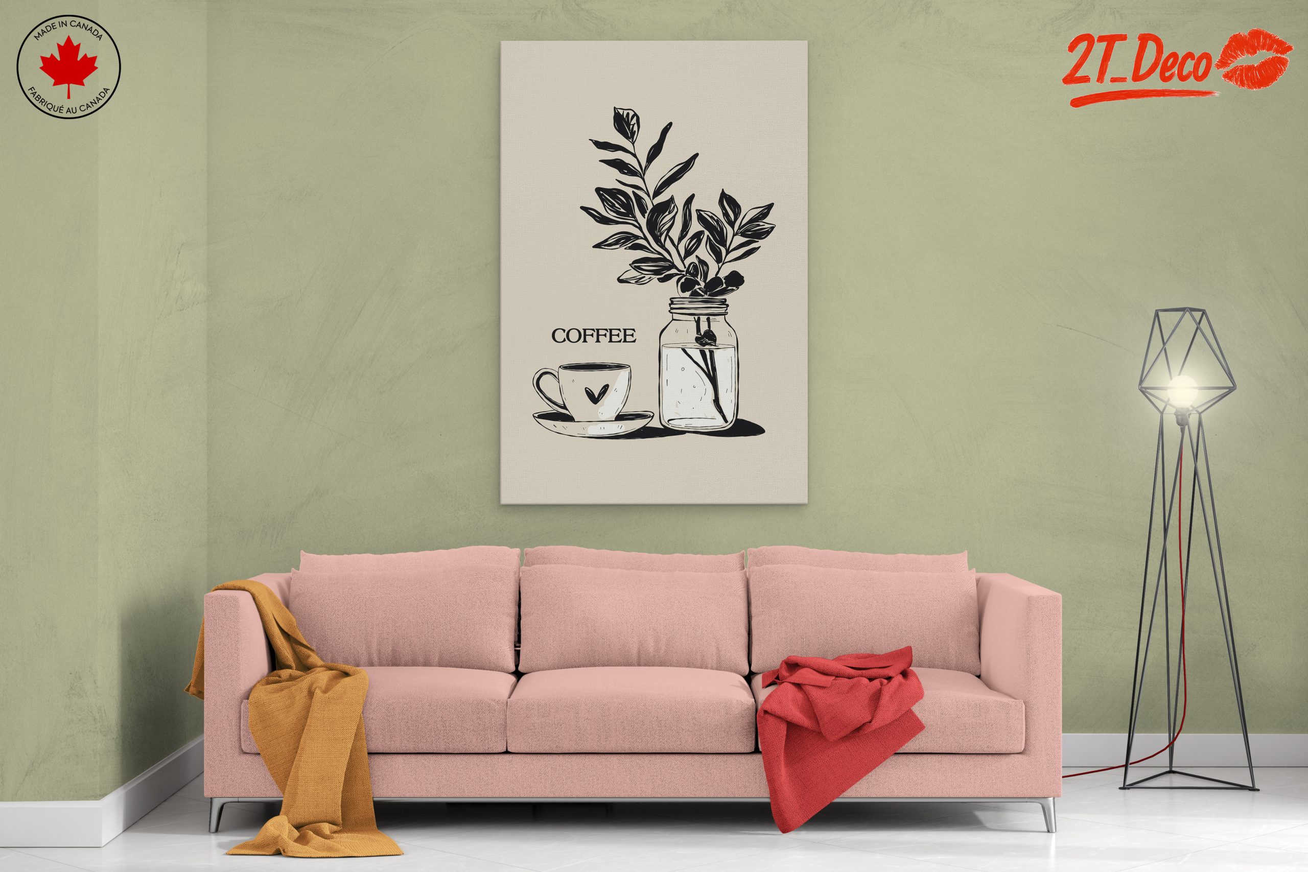 Stylish Coffee Cup and Leaf Art - Image 2