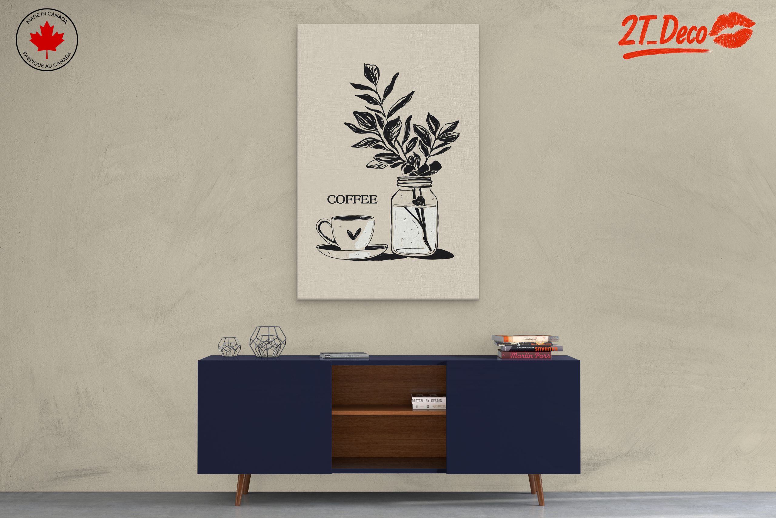 Stylish Coffee Cup and Leaf Art - Image 3