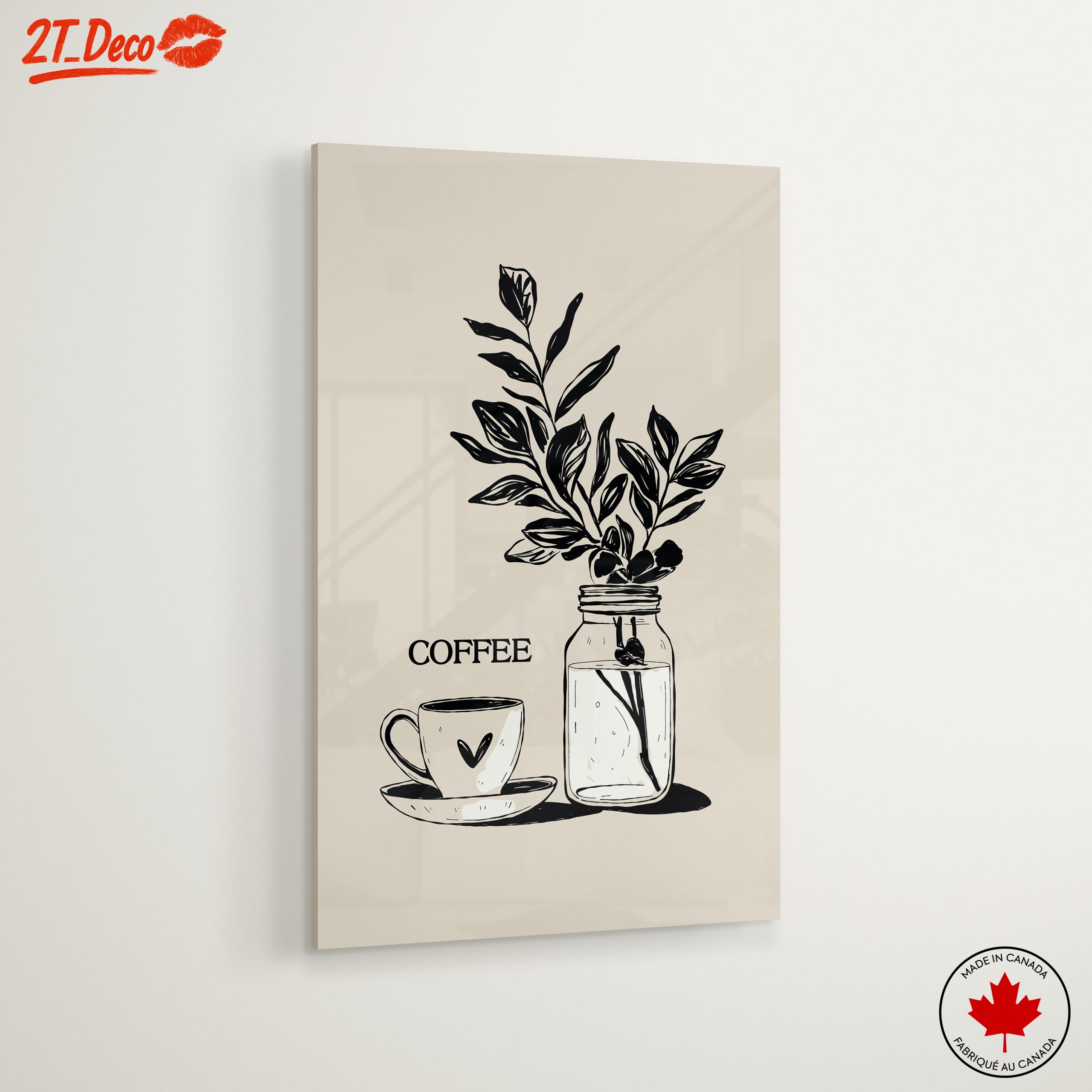 Stylish Coffee Cup and Leaf Art - Image 6
