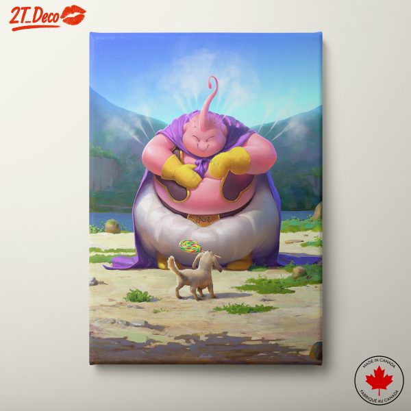 Dragon Ball Character with Dog in Vibrant Scene