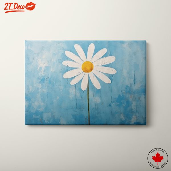 Stylized Daisy Flower Against Blue Background