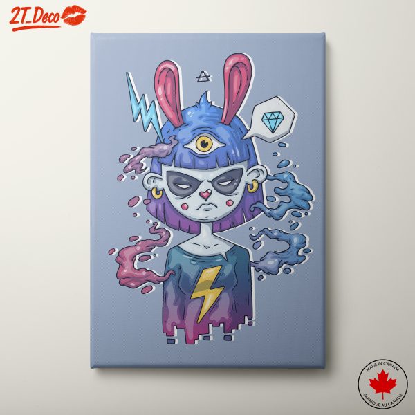 Stylized Cartoon Character with Unique Elements