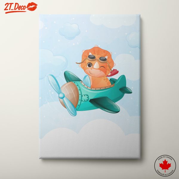 Playful Dinosaur Airplane Art
