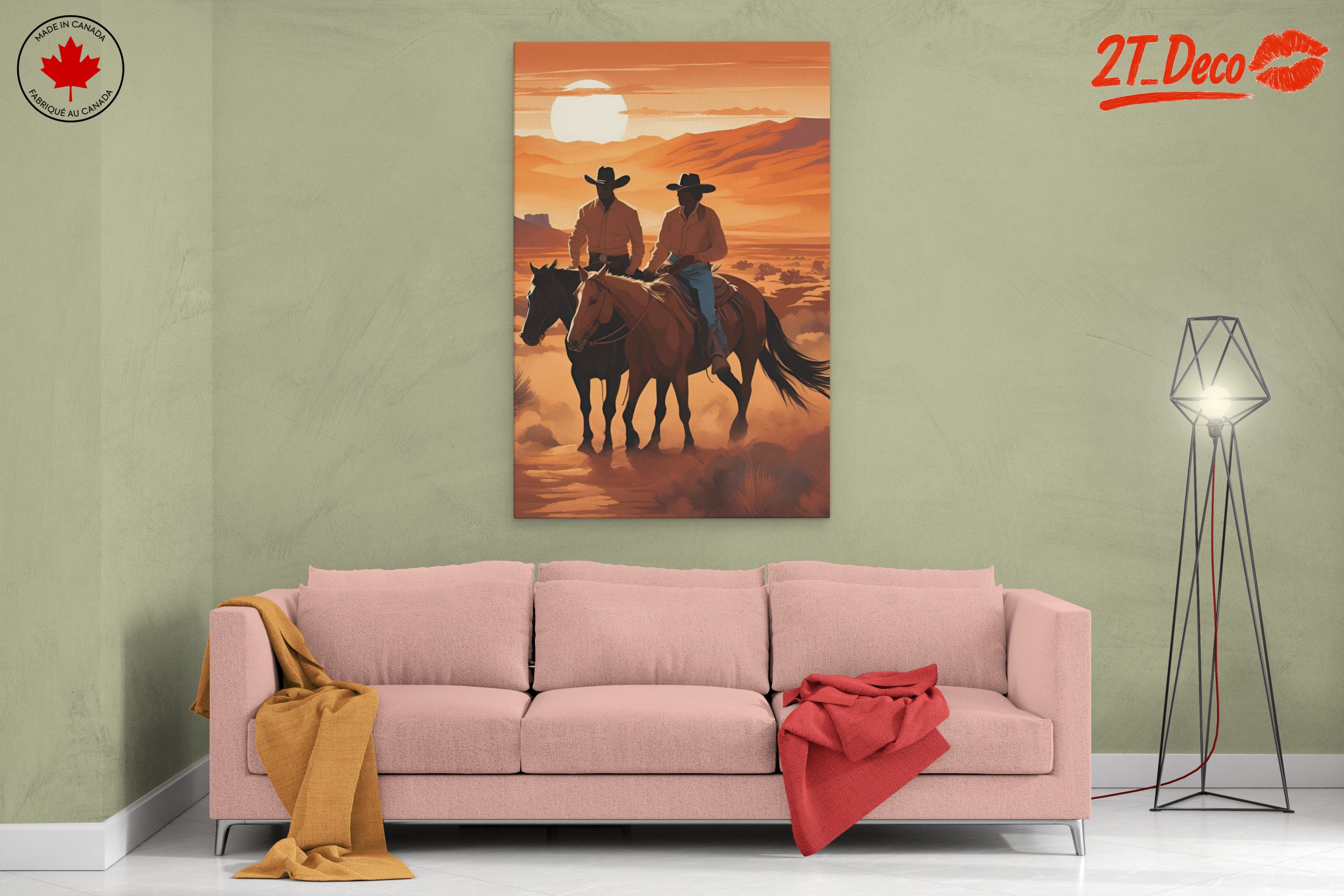 Cowboys Riding in a Beautiful Sunset Landscape - Image 2