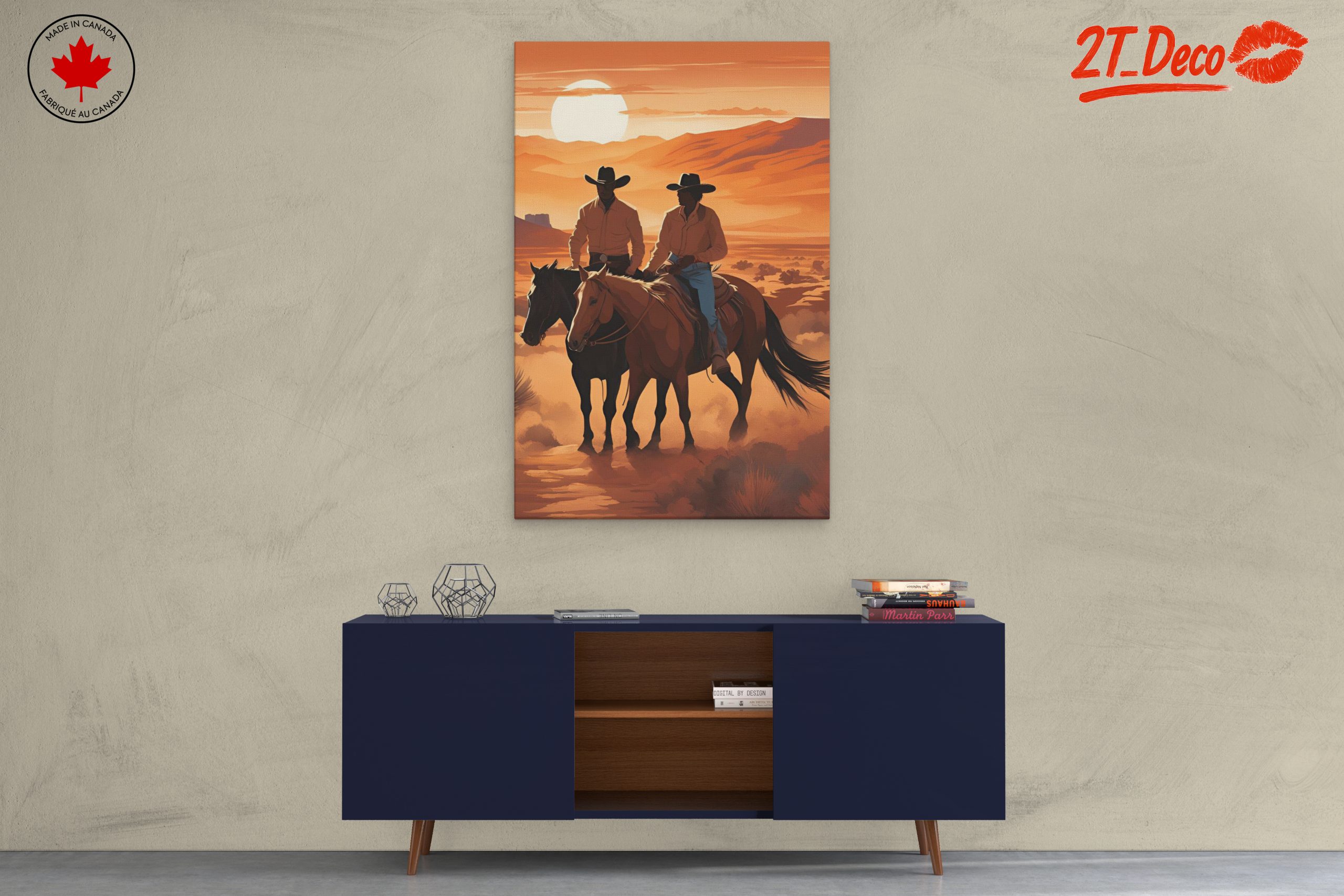 Cowboys Riding in a Beautiful Sunset Landscape - Image 3