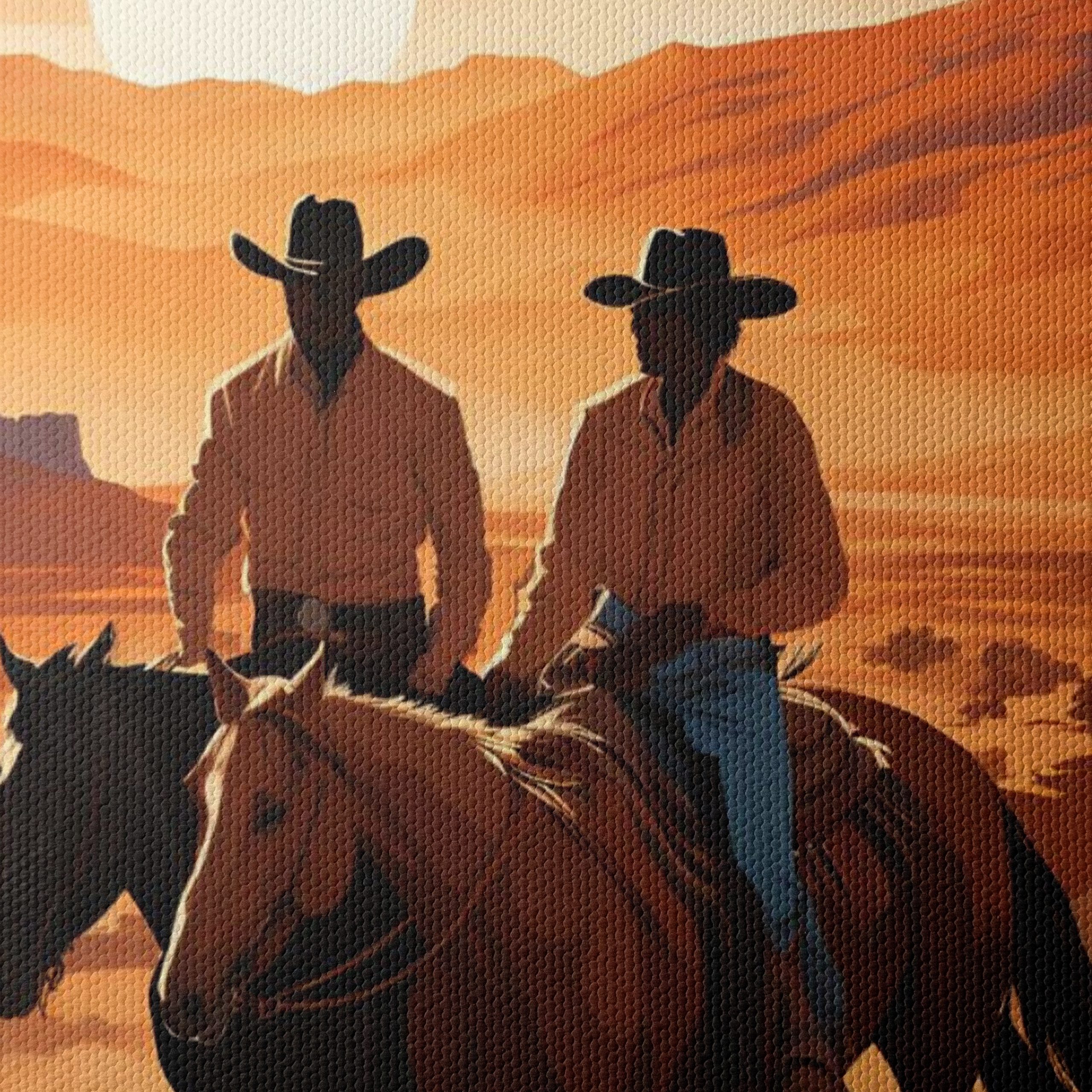 Cowboys Riding in a Beautiful Sunset Landscape - Image 4