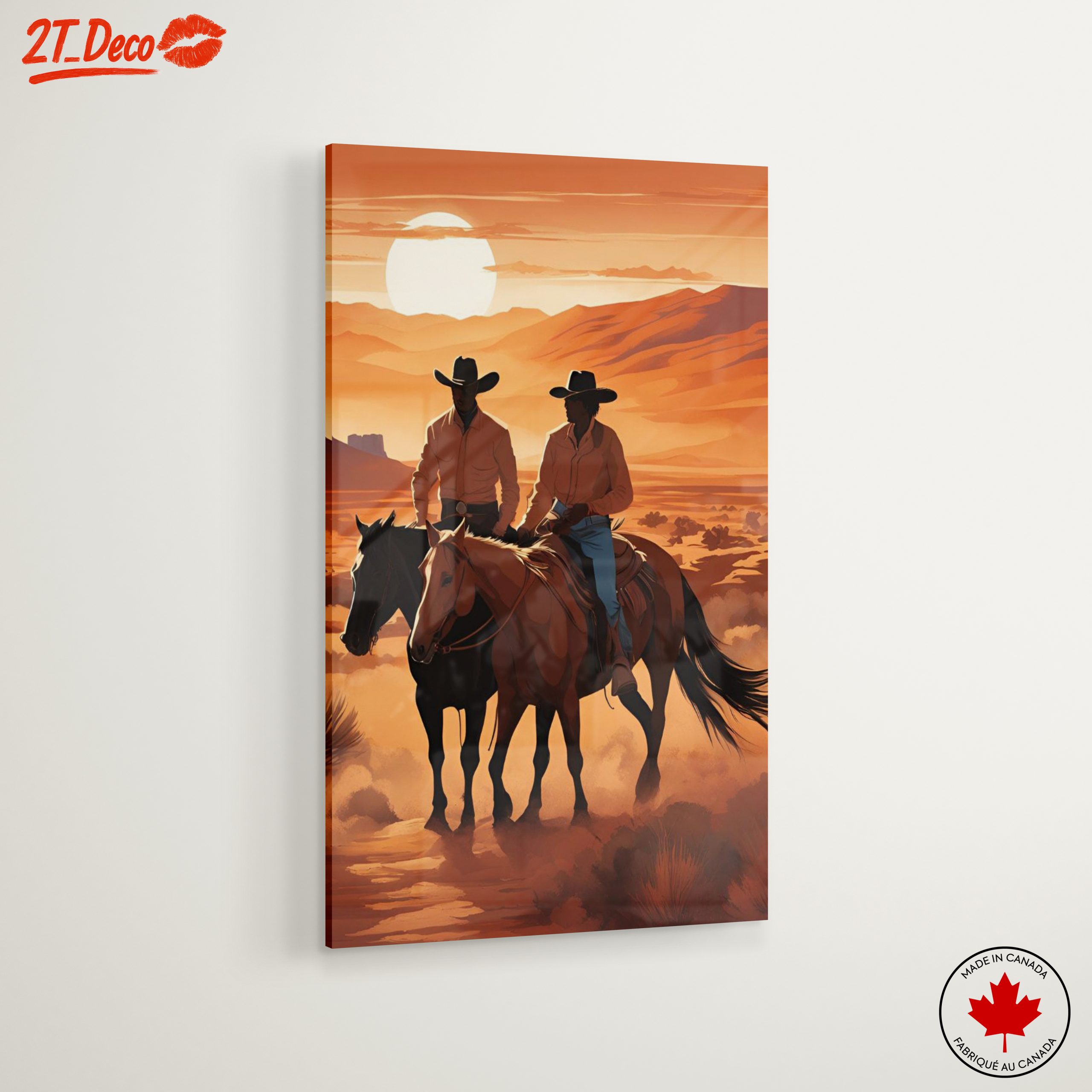 Cowboys Riding in a Beautiful Sunset Landscape - Image 6
