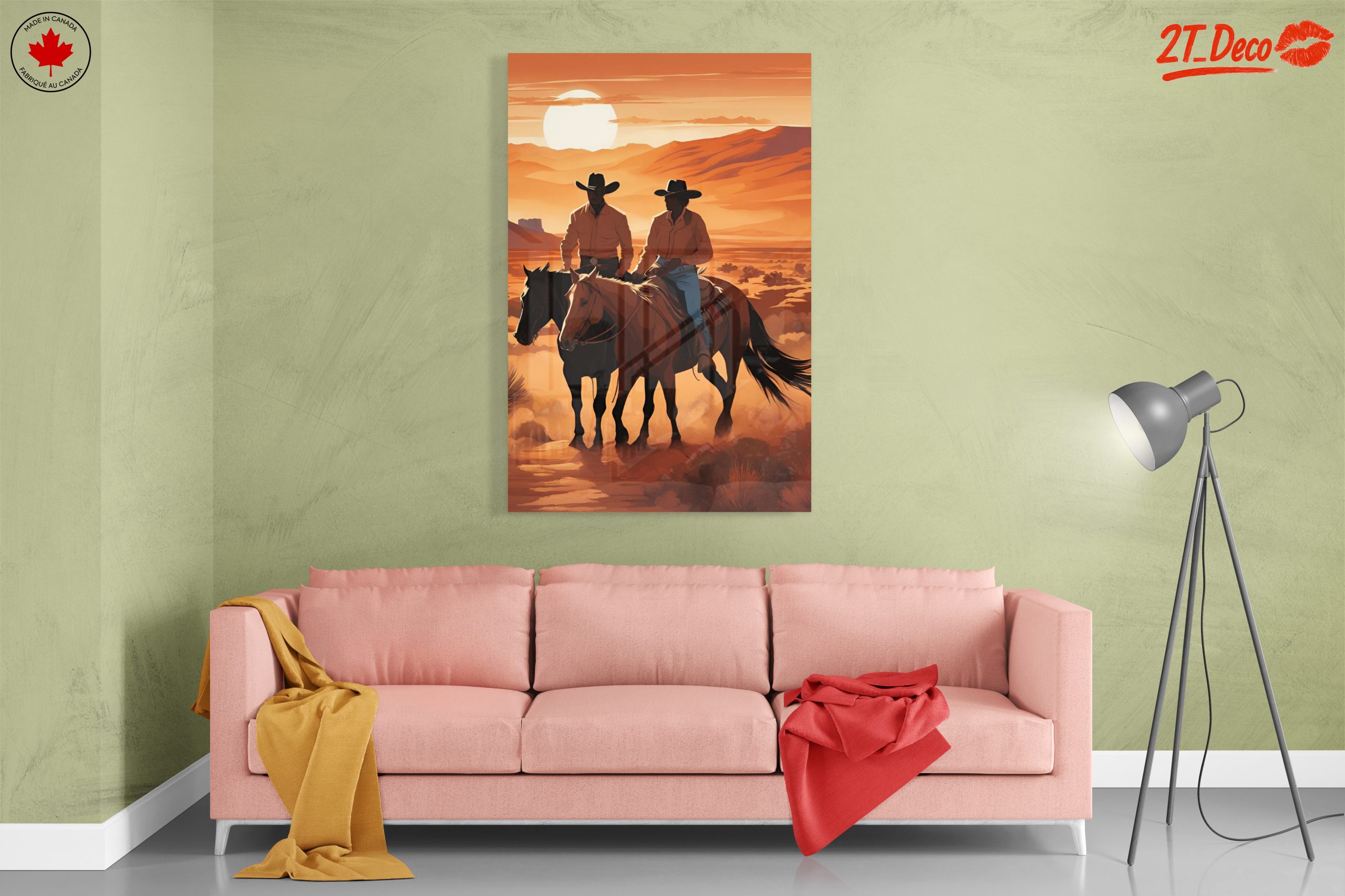 Cowboys Riding in a Beautiful Sunset Landscape - Image 7