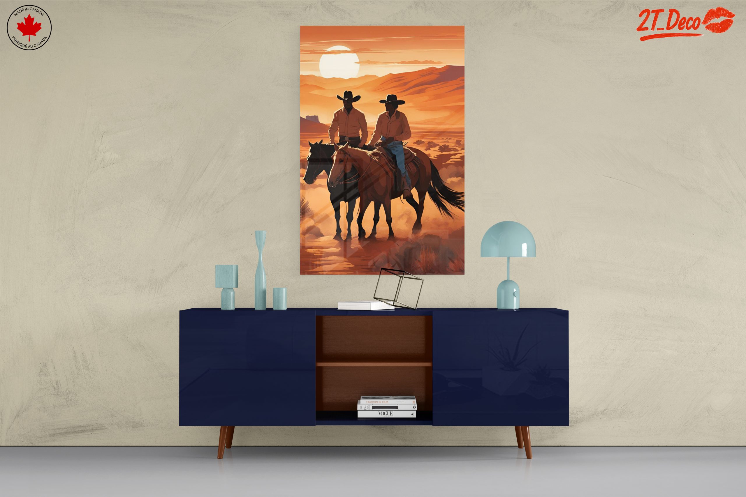 Cowboys Riding in a Beautiful Sunset Landscape - Image 8