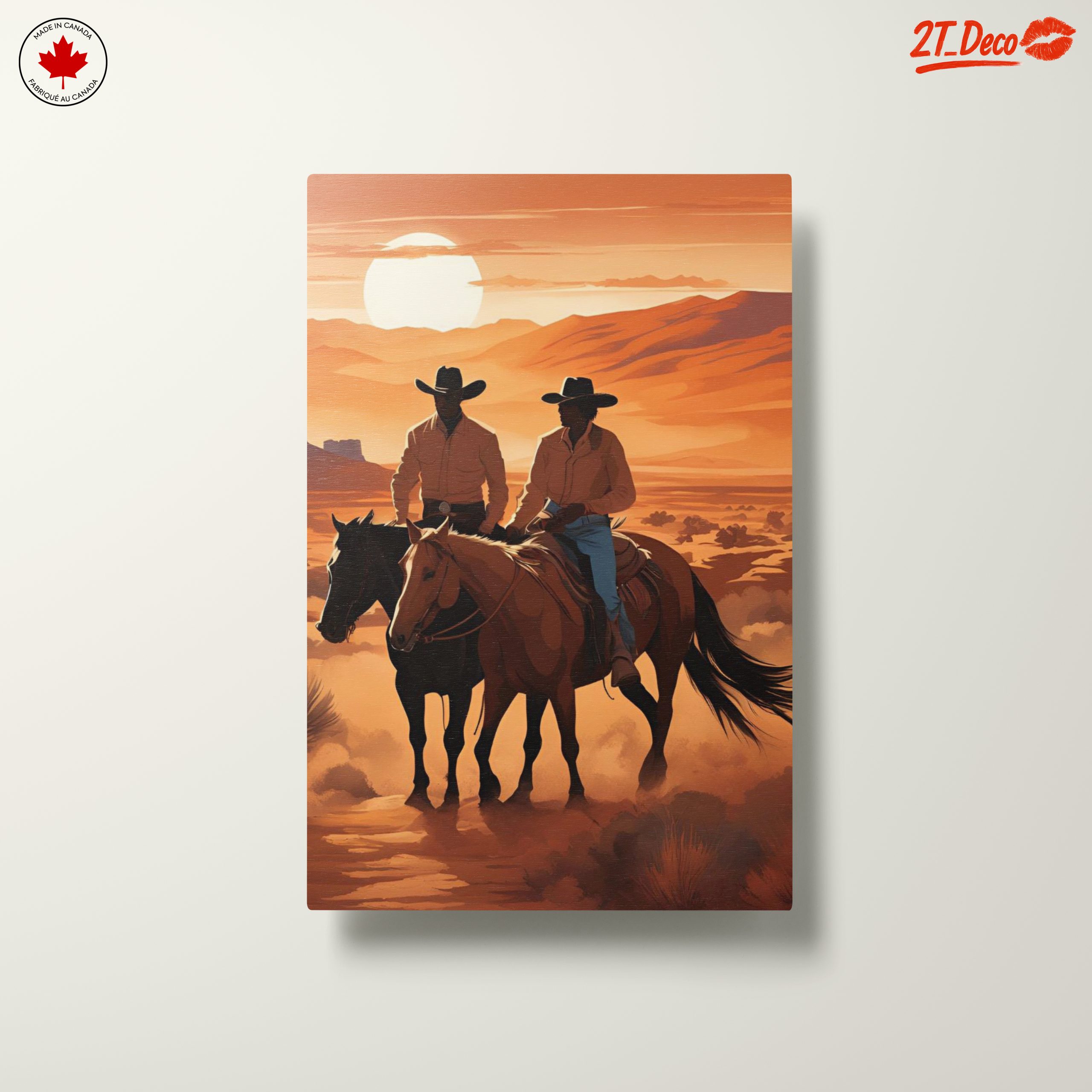 Cowboys Riding in a Beautiful Sunset Landscape - Image 10