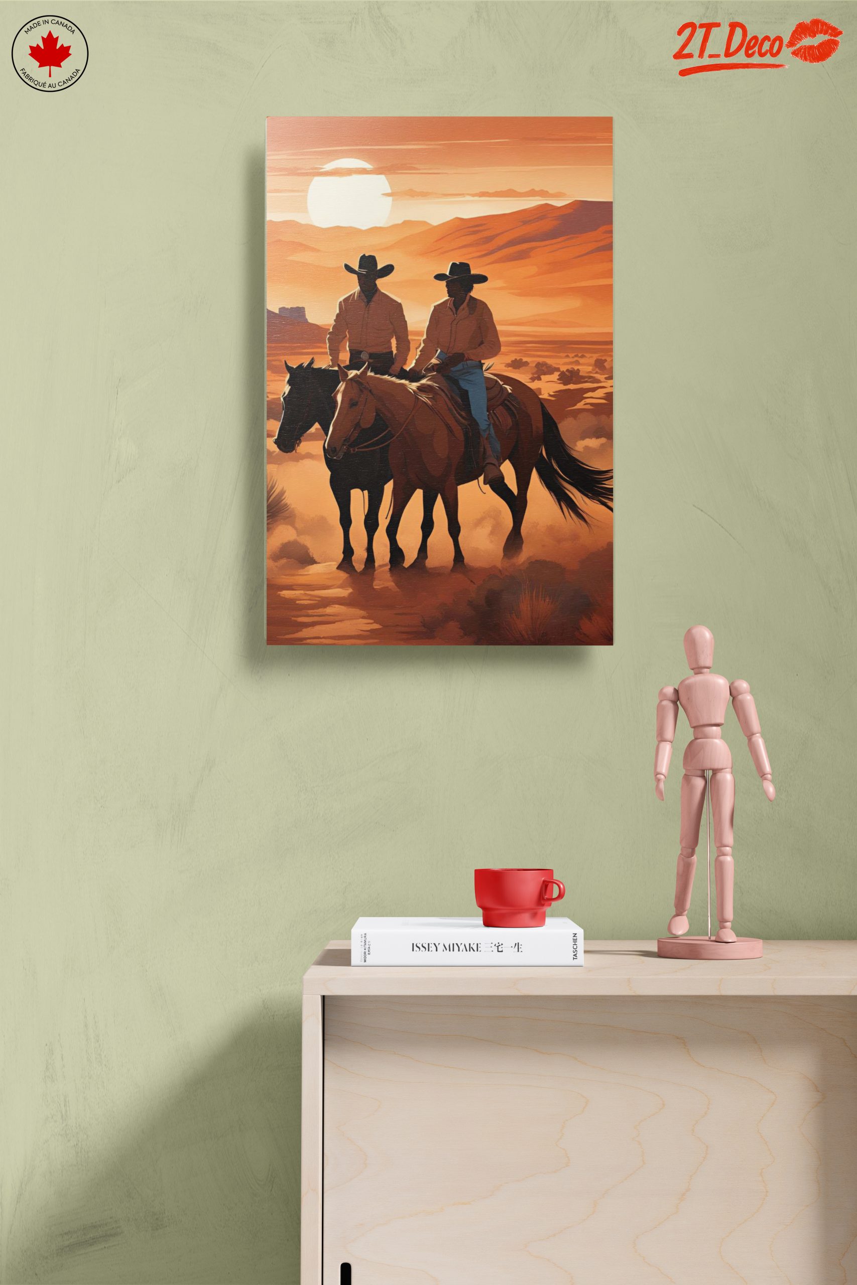 Cowboys Riding in a Beautiful Sunset Landscape - Image 14