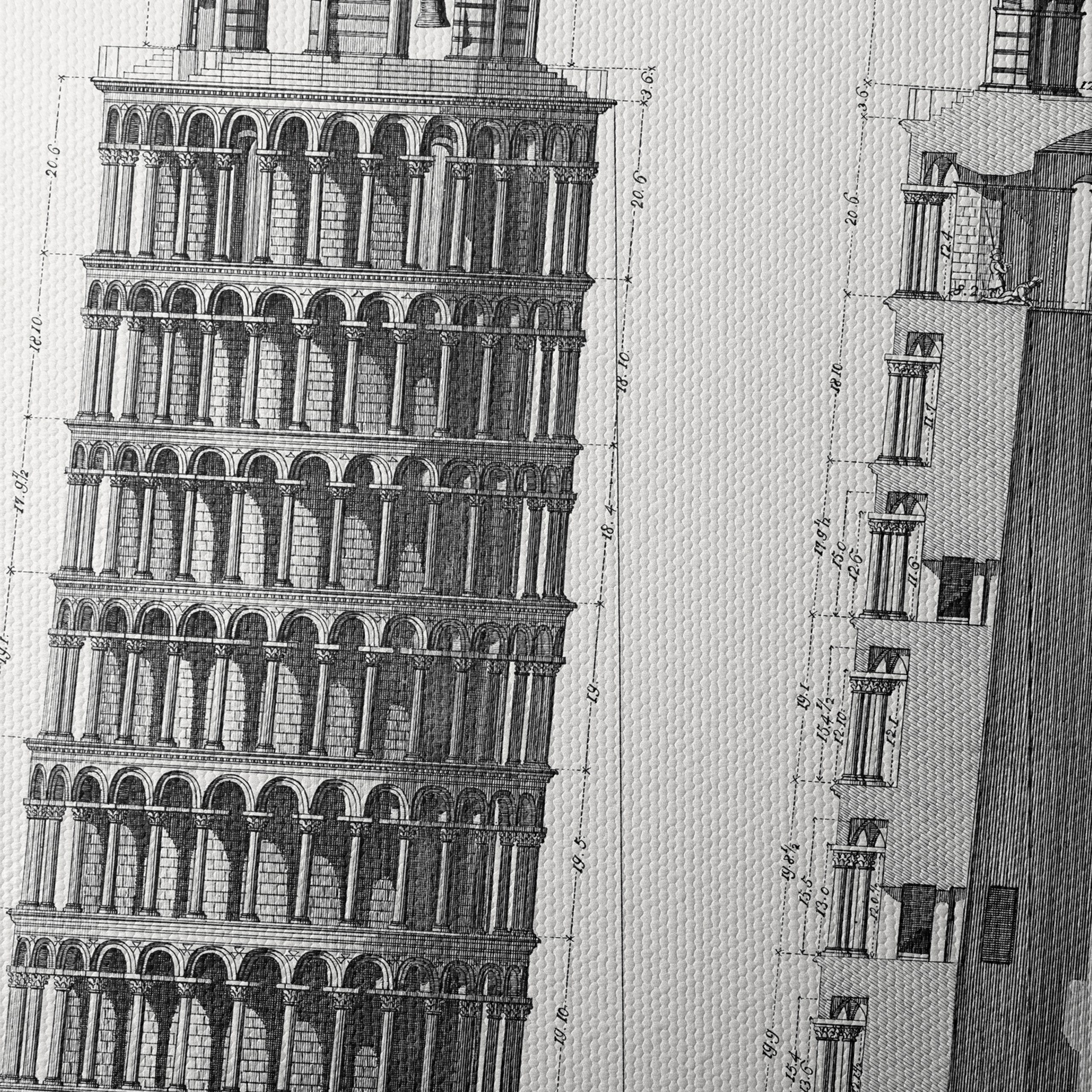 Detailed Architectural Drawing of Leaning Tower of Pisa - Image 4