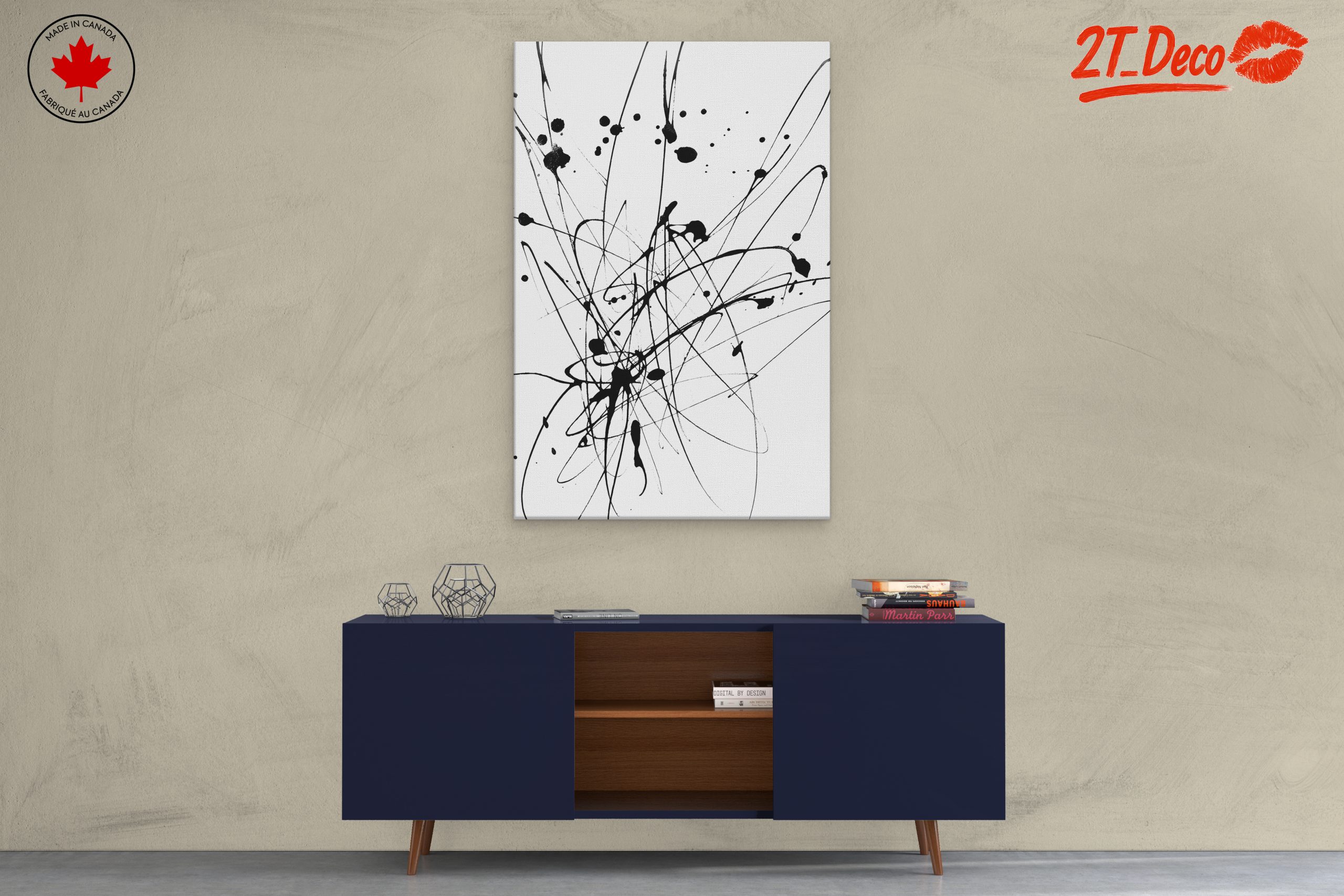 Dynamic Black and White Abstract Art 2 - Image 3
