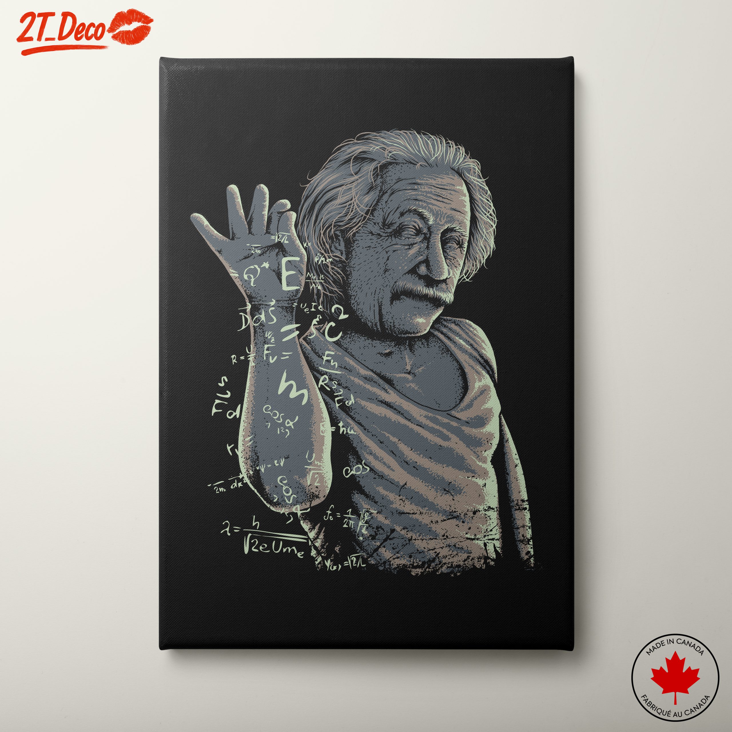 Stylized Illustration of Einstein with Equations