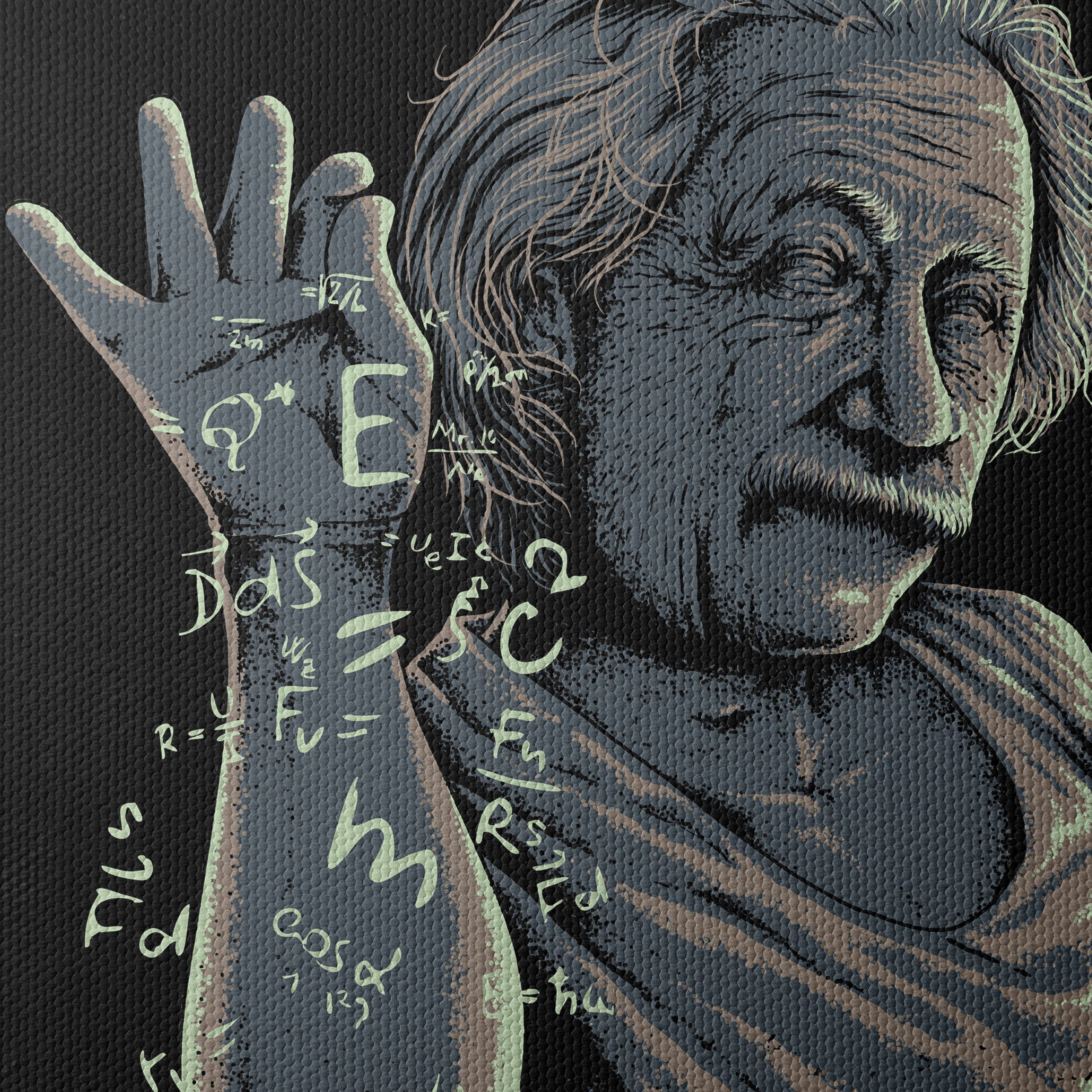 Stylized Illustration of Einstein with Equations - Image 4